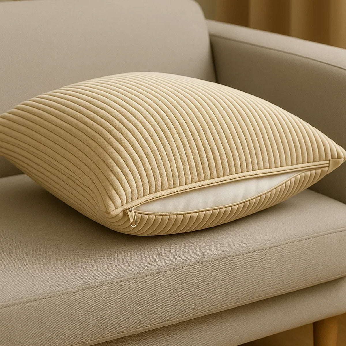 MILLYBO Cord Kissenhüllen – Stilvolle Bezüge für Dekokissen 2er Set: Beige