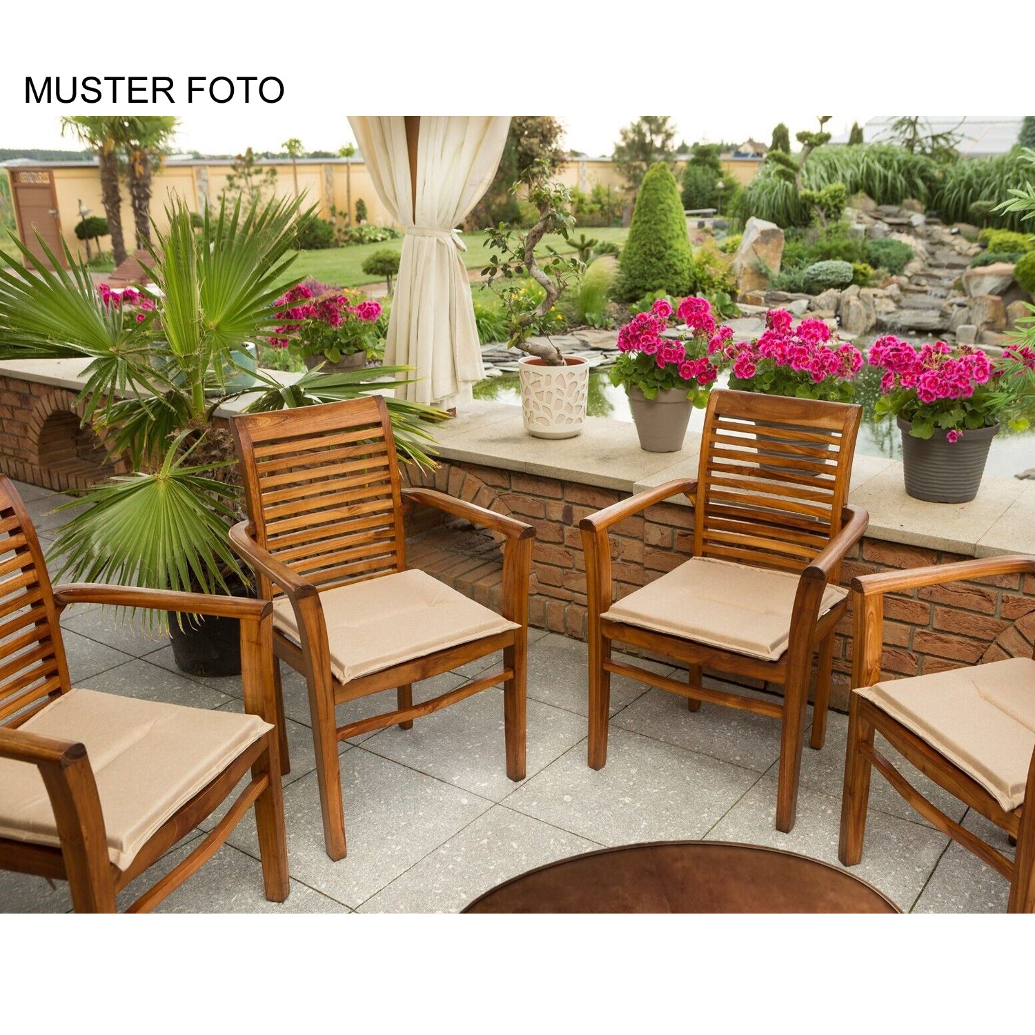 MILLYBO Gartenstuhlauflage – Sitzkissen für Gartenstühle & Balkonmöbel FROG - Beige