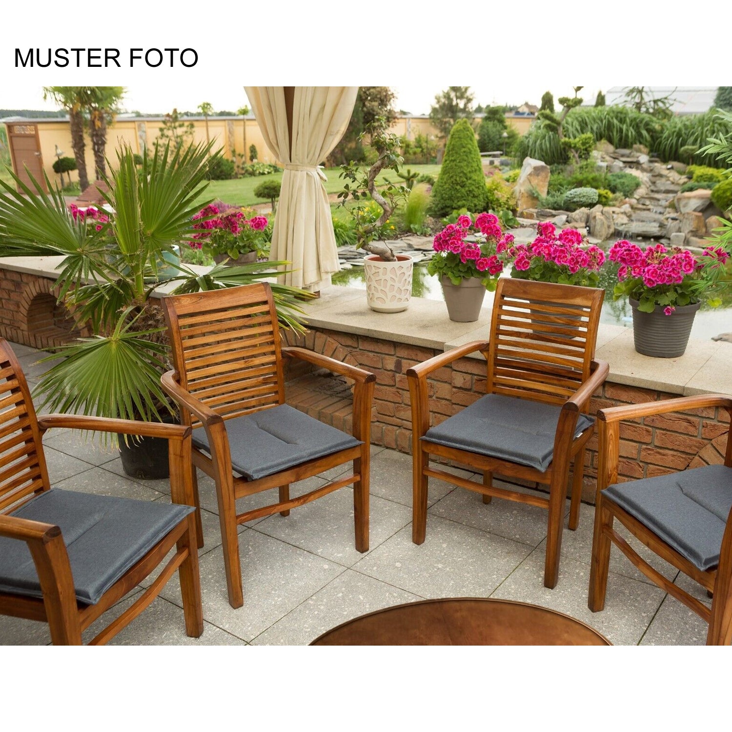 MILLYBO Gartenstuhlauflage – Sitzkissen für Gartenstühle & Balkonmöbel FROG - Dunkelblau