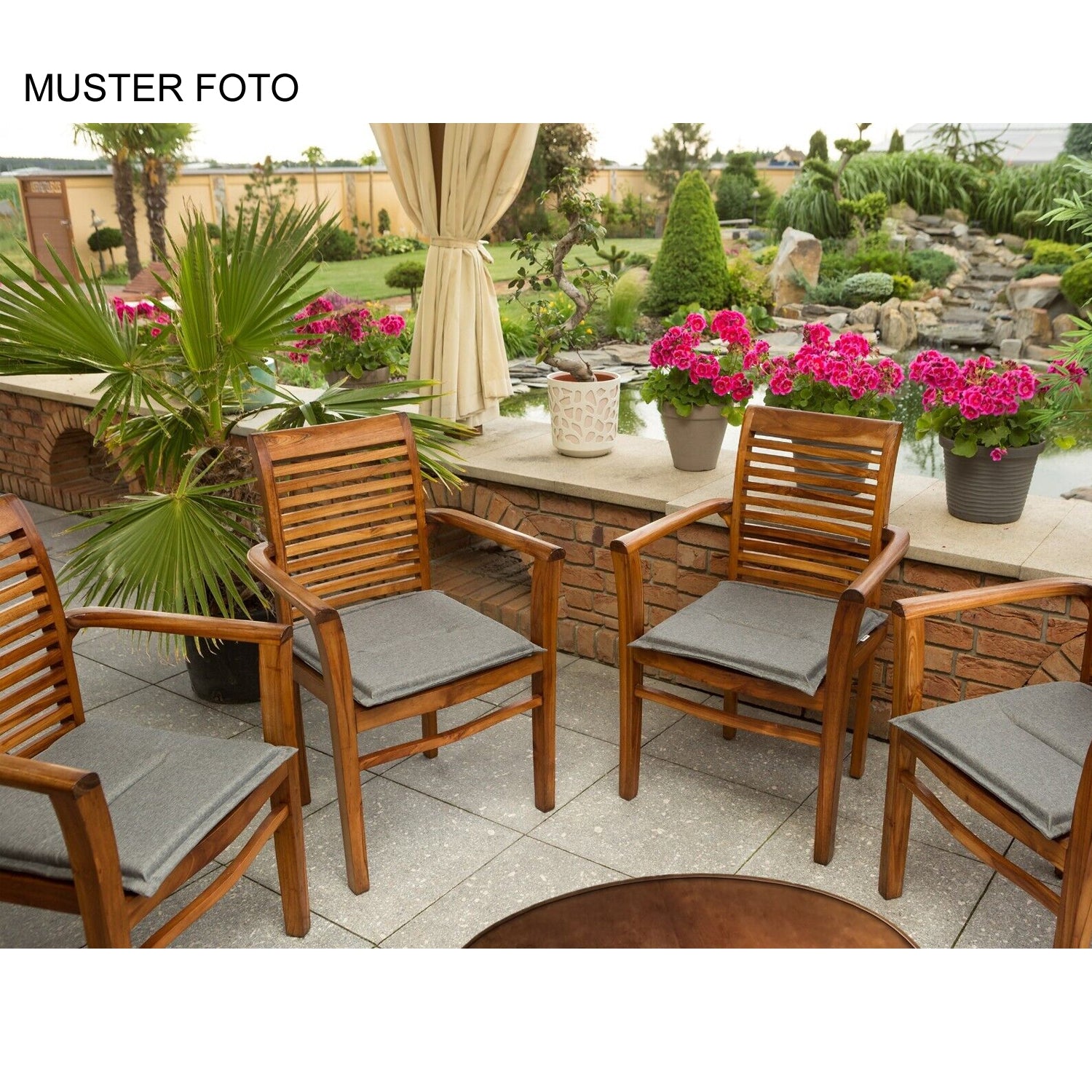 MILLYBO Gartenstuhlauflage – Sitzkissen für Gartenstühle & Balkonmöbel FROG - Graphit