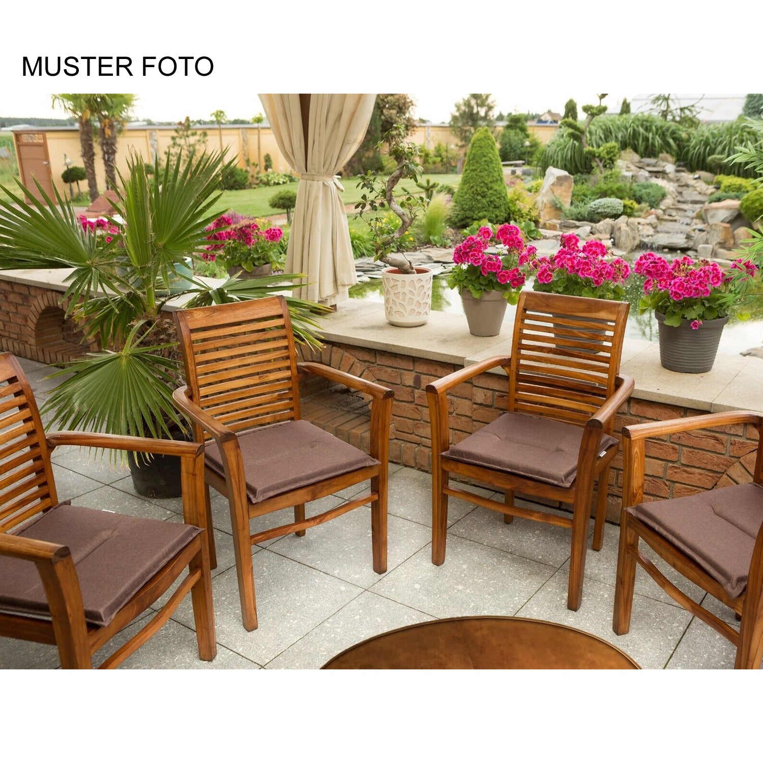 MILLYBO Gartenstuhlauflage – Sitzkissen für Gartenstühle & Balkonmöbel FROG - Braun