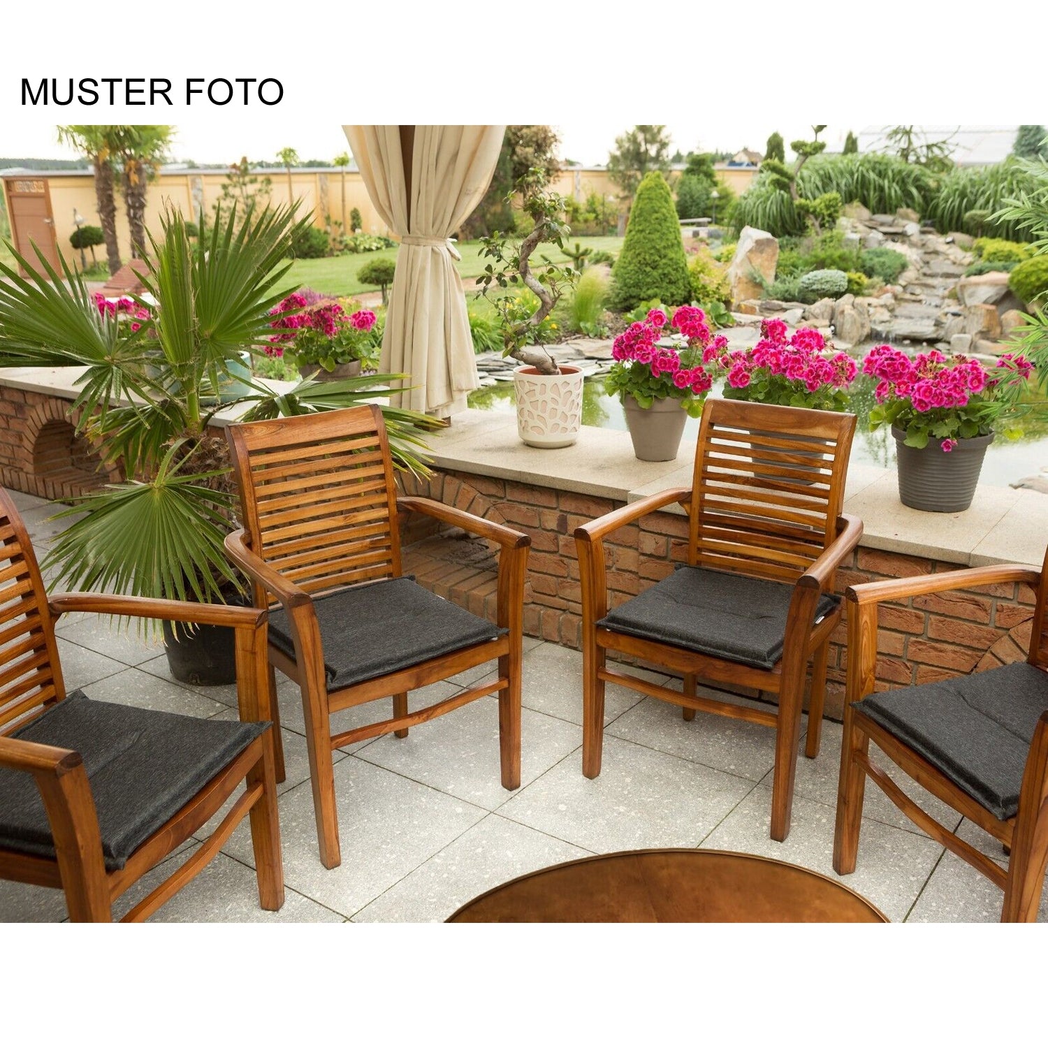 MILLYBO Gartenstuhlauflage – Sitzkissen für Gartenstühle & Balkonmöbel FROG - Schwarz