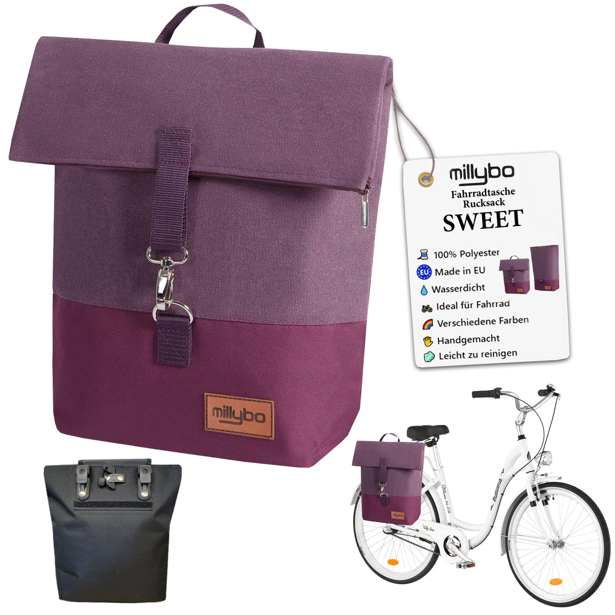 MILLYBO SWEET – Stylische Fahrradtasche & Rucksack für Damen 801.006