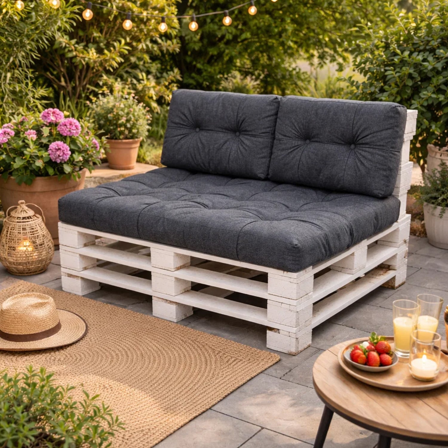 MILLYBO Palettenkissen LEO Set 1+2 Schwarz – Komfort & Stil für deinen Garten