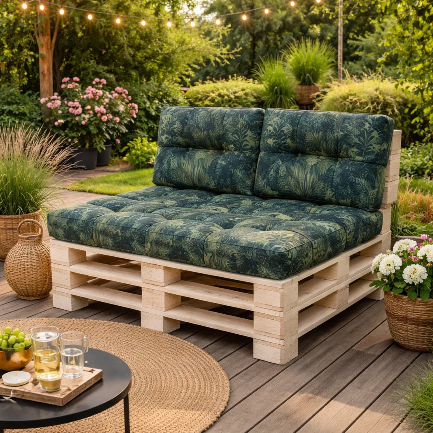 MILLYBO Palettenkissen LEO Set 1+2 Grüne Wiese – Komfort & Stil für deinen Garten