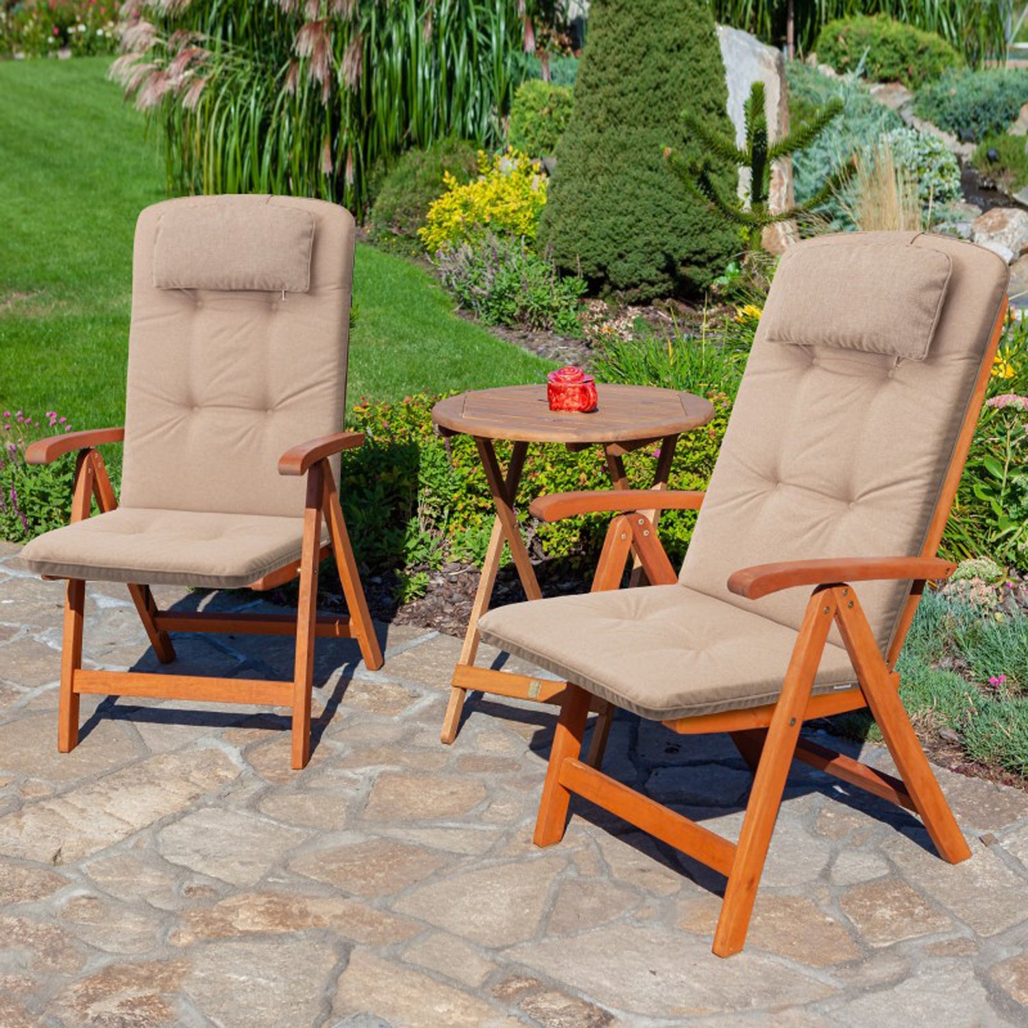 MILLYBO Gartenstuhlauflage – Sitzkissen für Gartenstühle & Balkonmöbel BENITA - Beige