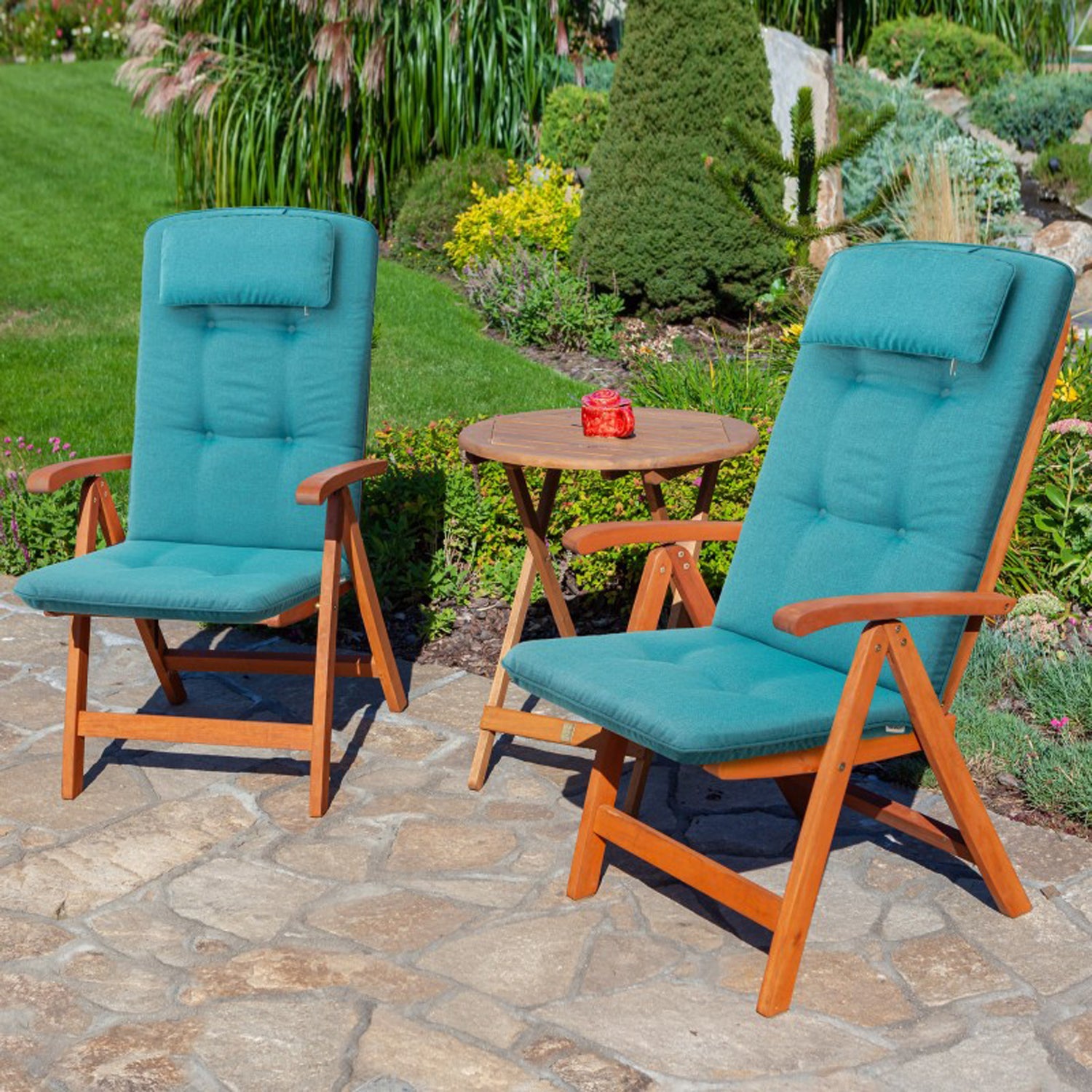 MILLYBO Gartenstuhlauflage – Sitzkissen für Gartenstühle & Balkonmöbel BENITA - Blau