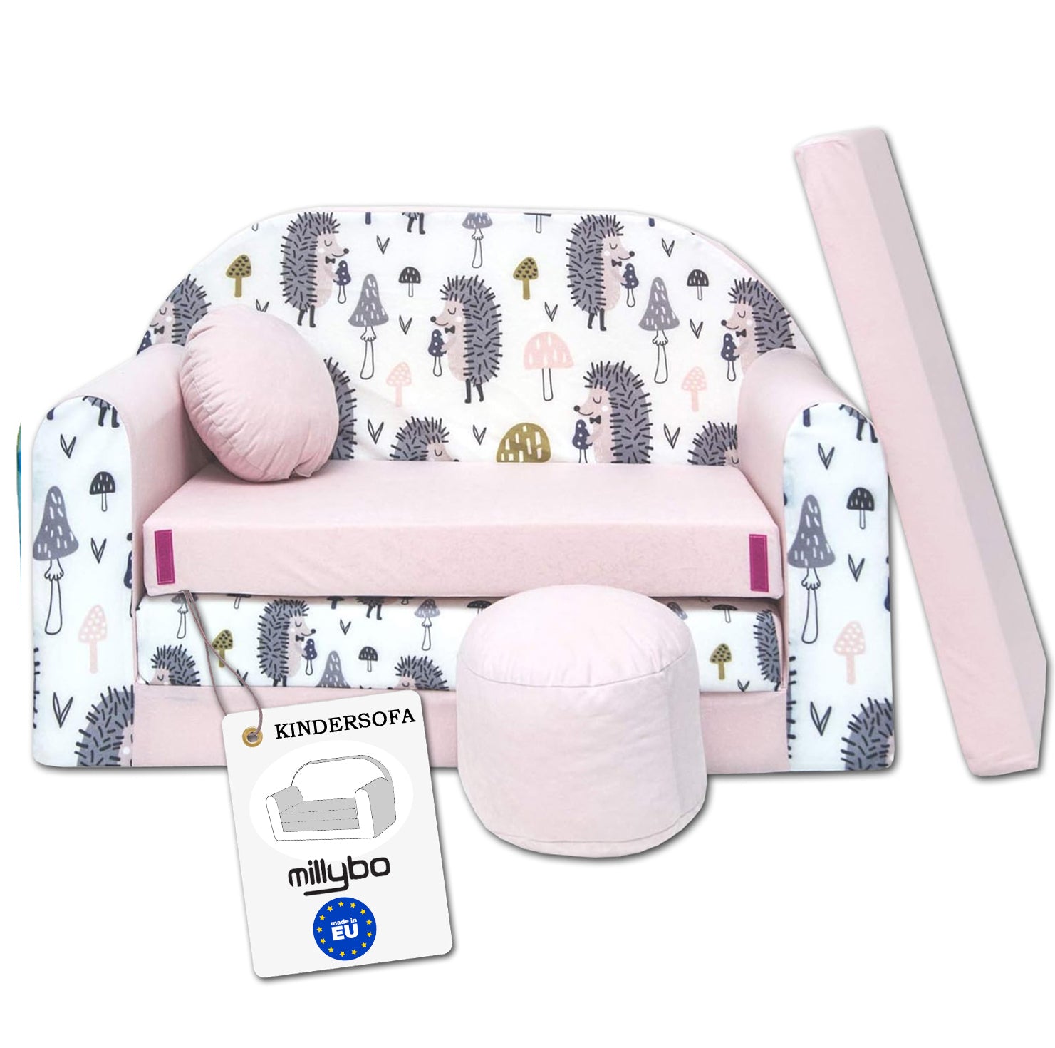 MILLYBO Kindersofa 3in1 – Spielsofa & Schlafsofa für Kinder Rosa - HX1