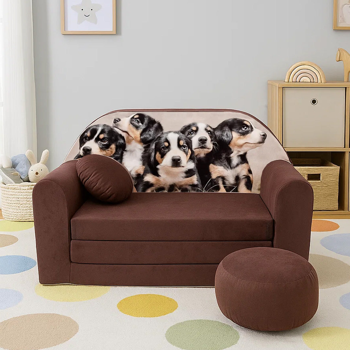 MILLYBO Kindersofa 3in1 – Spielsofa & Schlafsofa für Kinder Braun  - K7