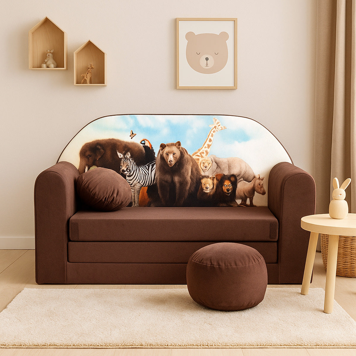 MILLYBOKindersofa 3in1 – Spielsofa & Schlafsofa für Kinder Braun - K8