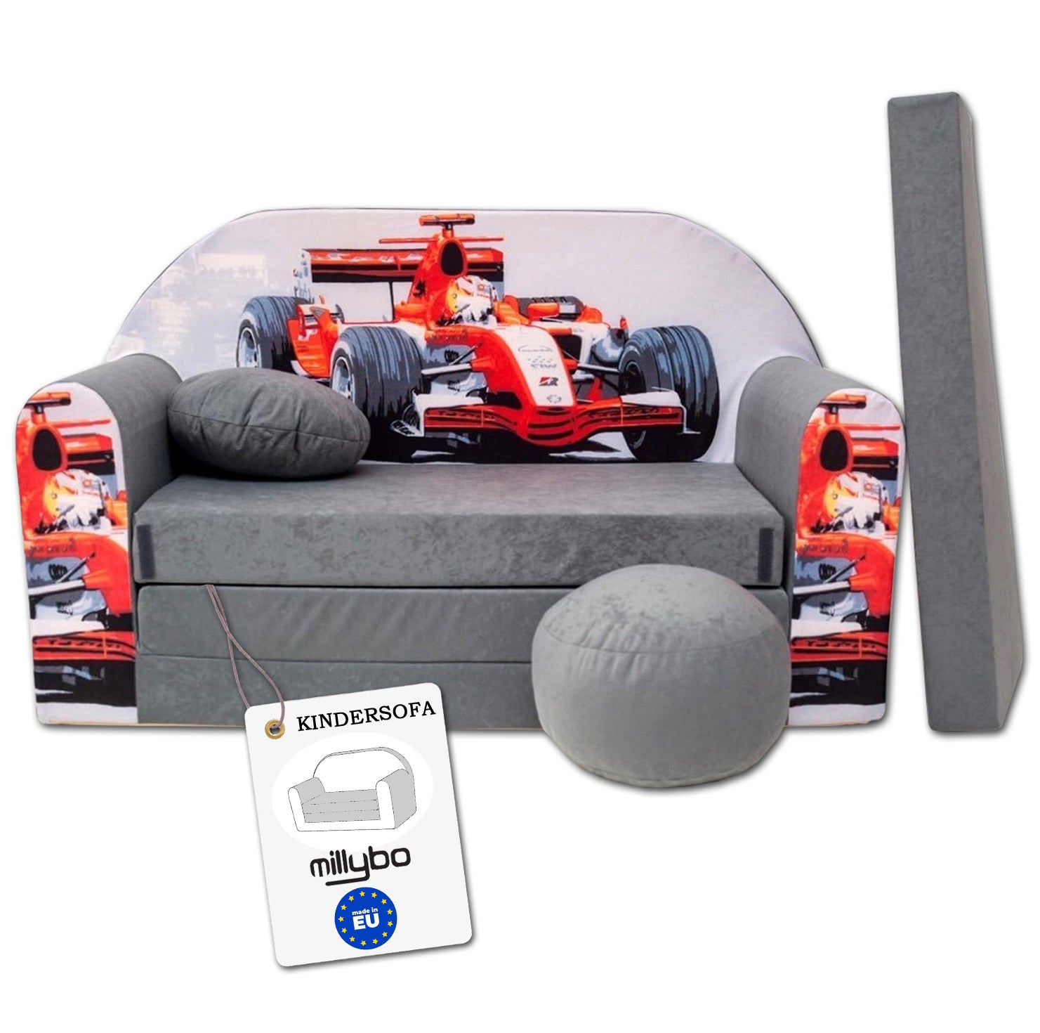 MILLYBO Kindersofa 3in1 – Spielsofa & Schlafsofa für Kinder Grau - A22