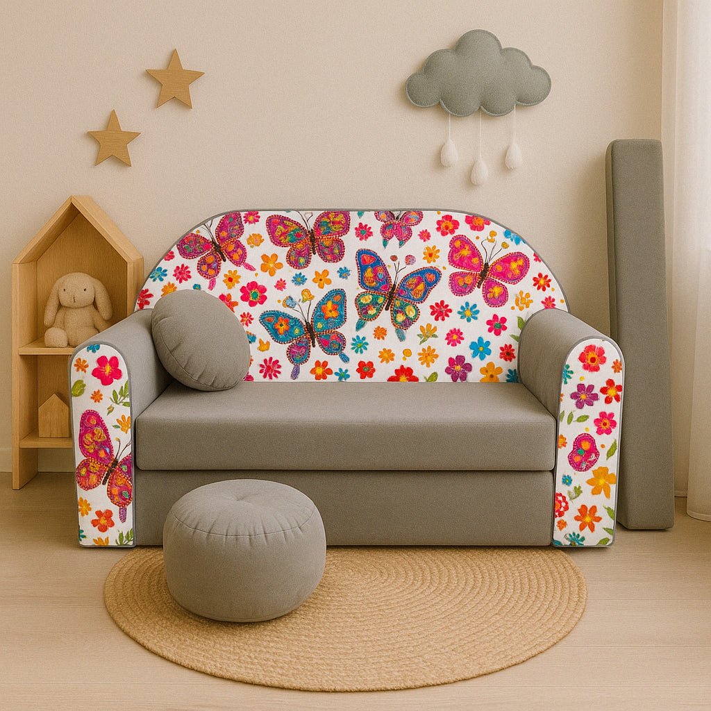 MILLYBO Kindersofa 3in1 – Spielsofa & Schlafsofa für Kinder Grau - A33