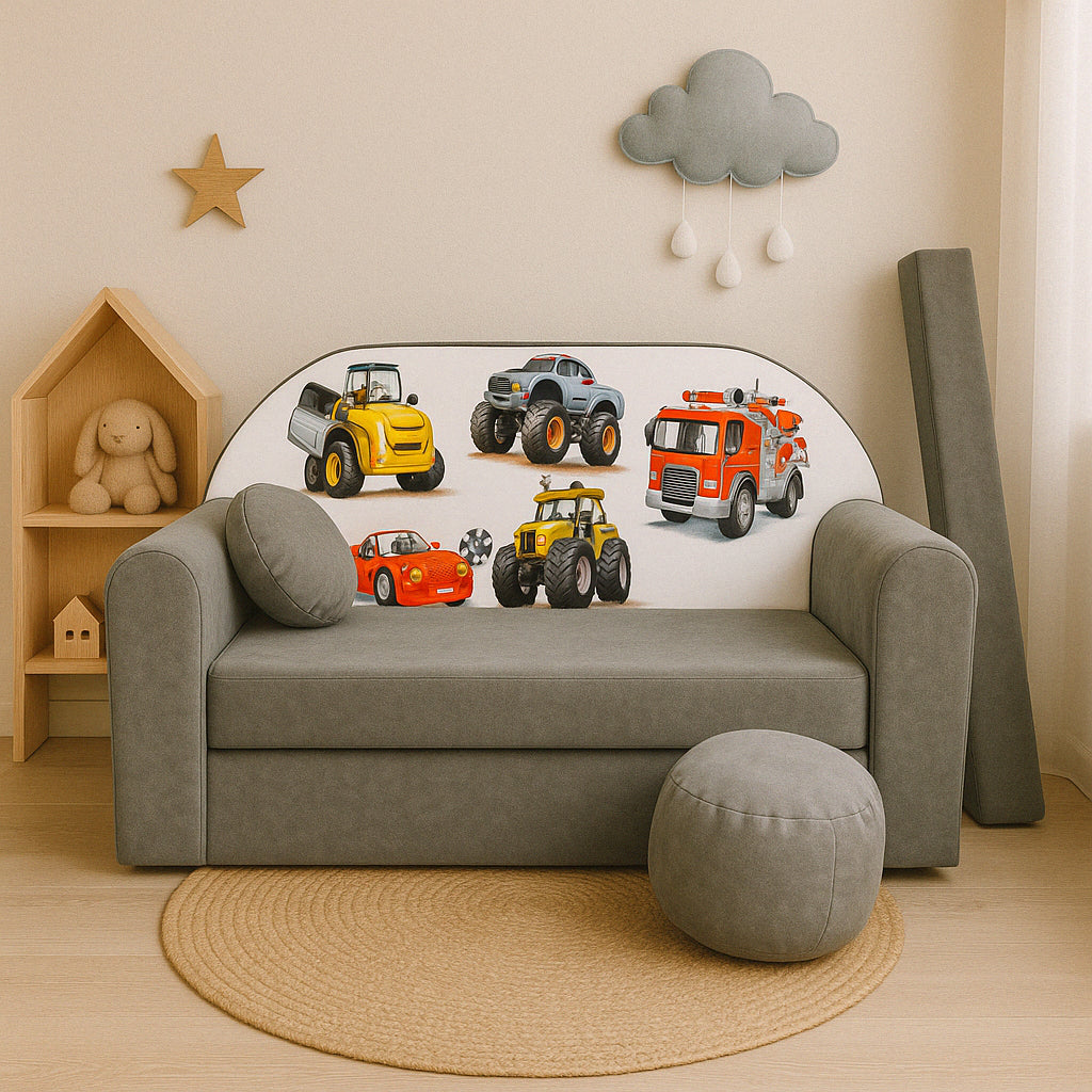 MILLYBO Kindersofa 3in1 – Spielsofa & Schlafsofa für Kinder Grau - A14