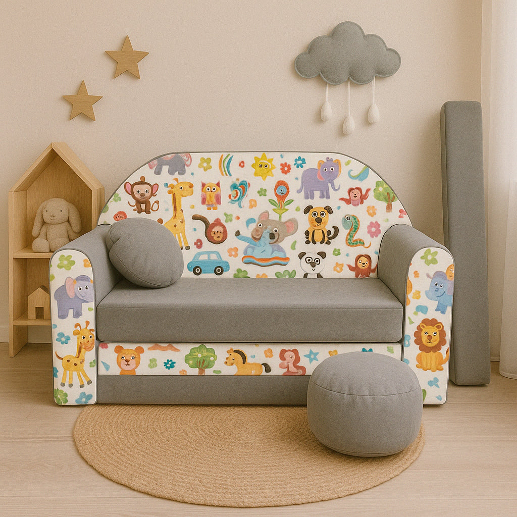 MILLYBO Kindersofa 3in1 – Spielsofa & Schlafsofa für Kinder Grau - A5