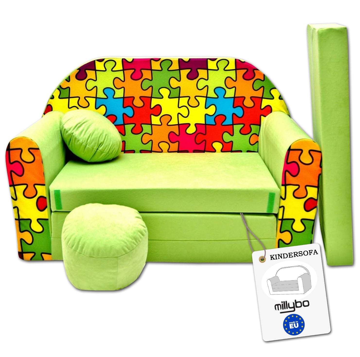 MILLYBO Kindersofa 3in1 – Spielsofa & Schlafsofa für Kinder Grün - Z34