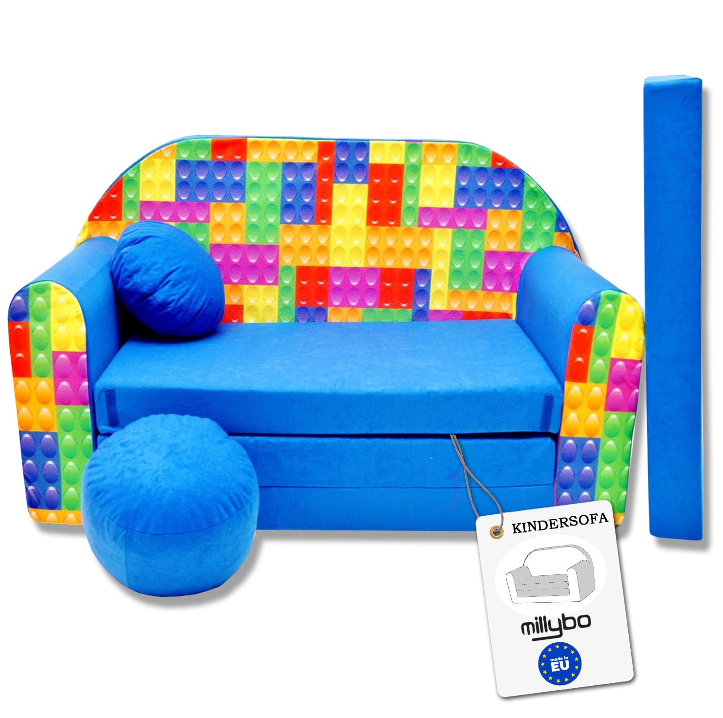 MILLYBO Kindersofa 3in1 – Spielsofa & Schlafsofa für Kinder Blau  - C32
