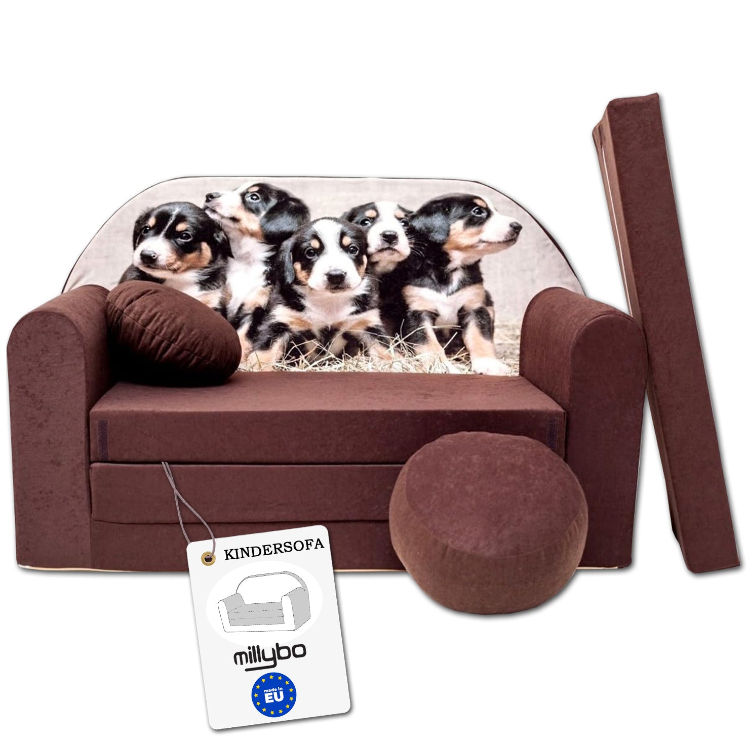 MILLYBO Kindersofa 3in1 – Spielsofa & Schlafsofa für Kinder Braun  - K7