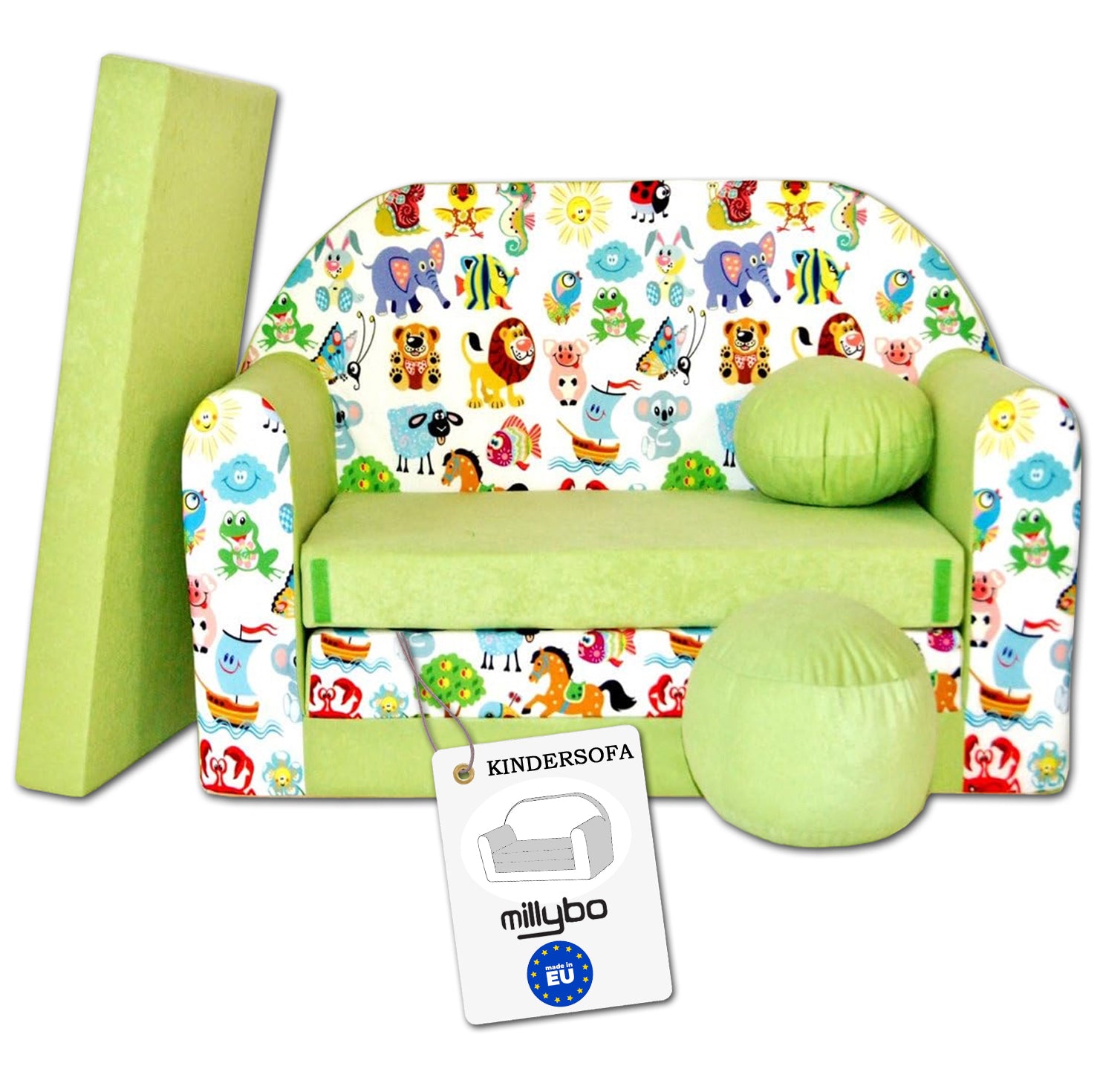 MILLYBO Kindersofa 3in1 – Spielsofa & Schlafsofa für Kinder Grün - Z5