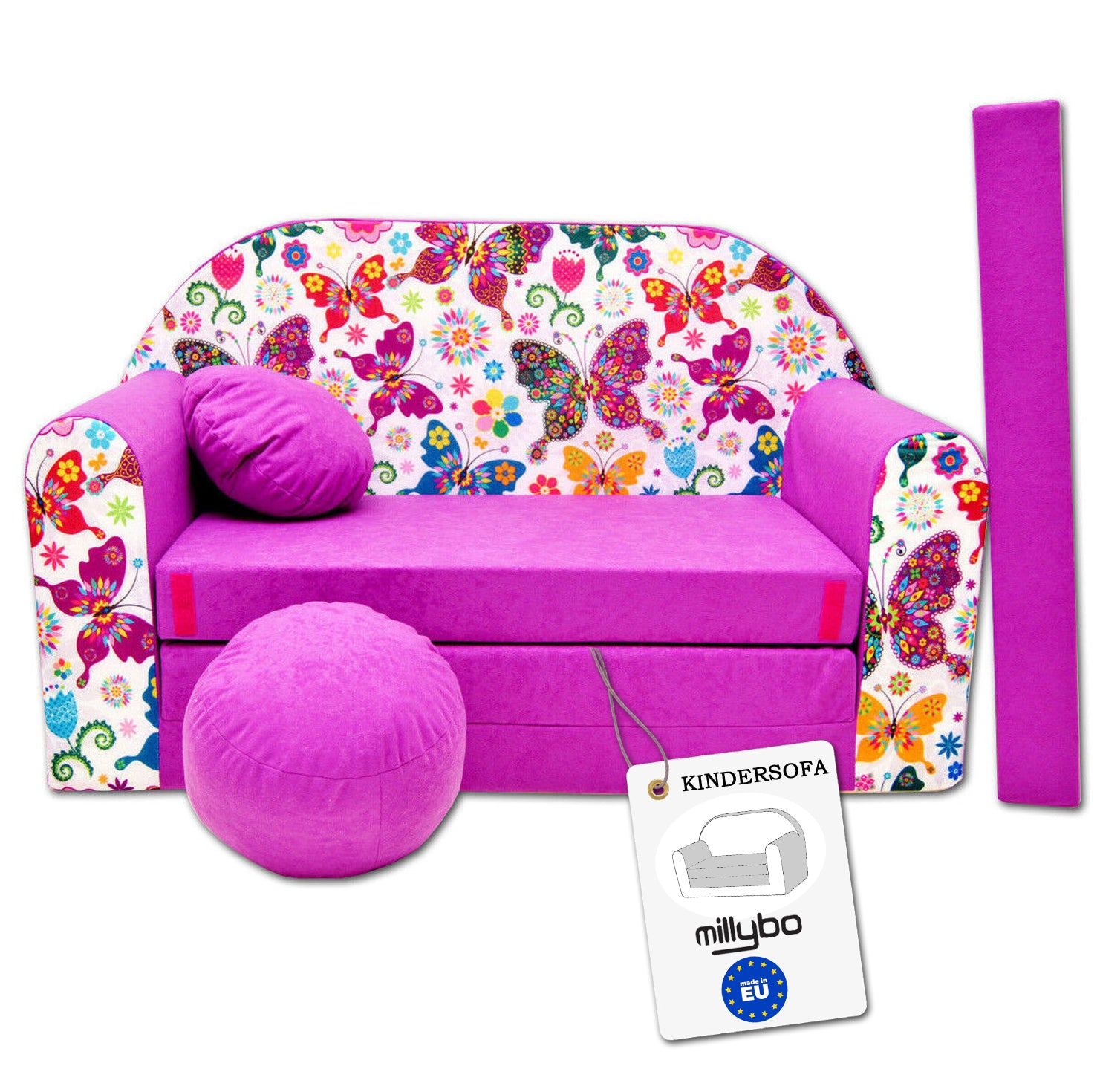 MILLYBO Kindersofa 3in1 – Spielsofa & Schlafsofa für Kinder Rosa - M33