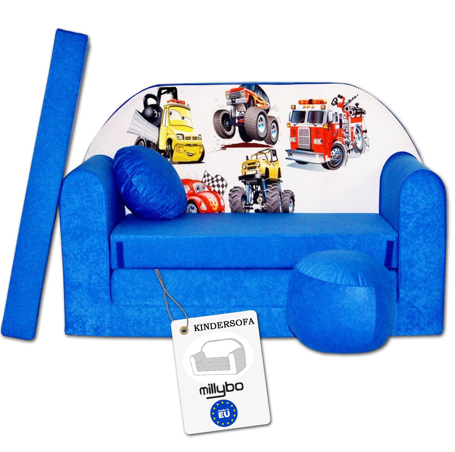 MILLYBO Kindersofa 3in1 – Spielsofa & Schlafsofa für Kinder Blau  - C14