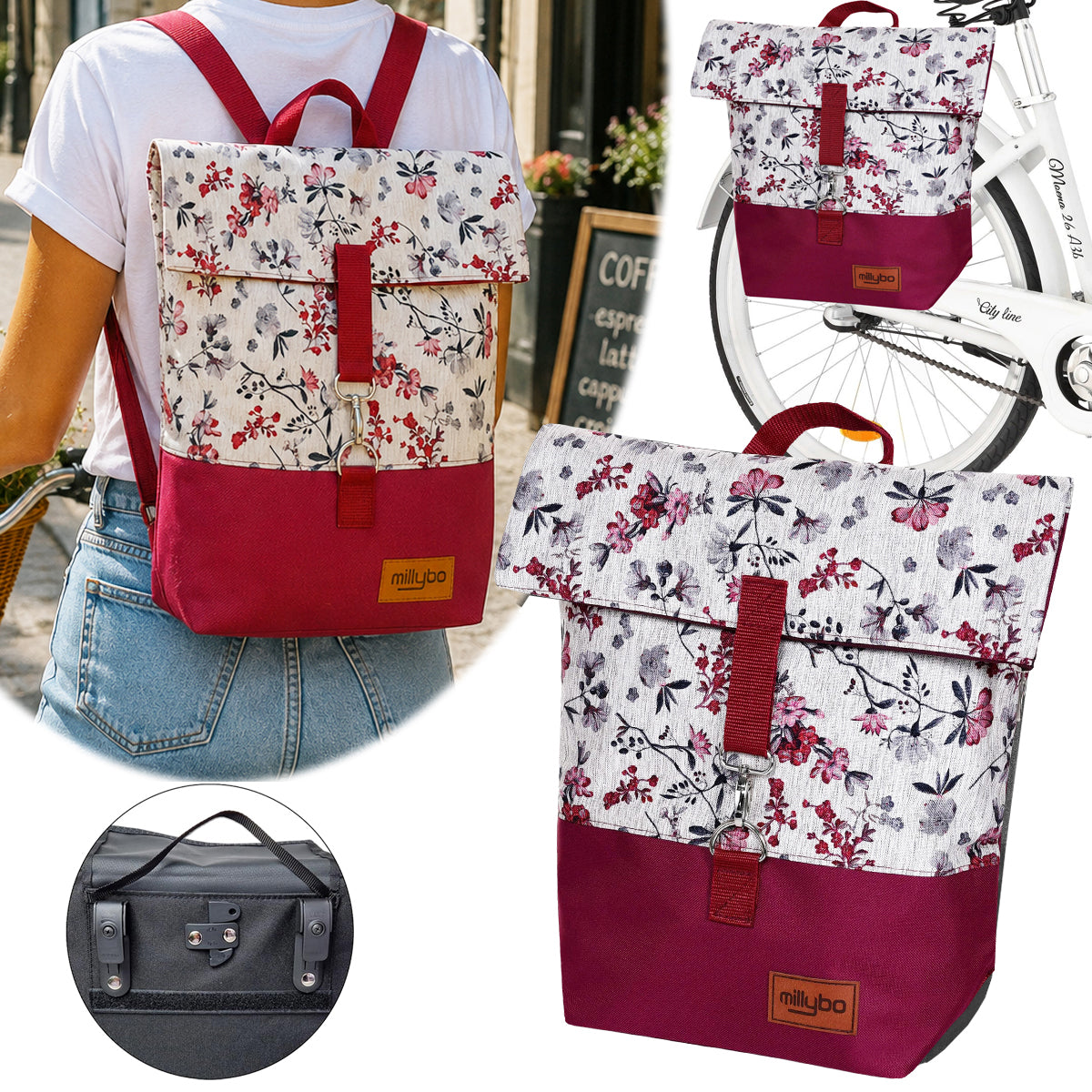 MILLYBO SWEET – Stylische Fahrradtasche & Rucksack für Damen 960.009