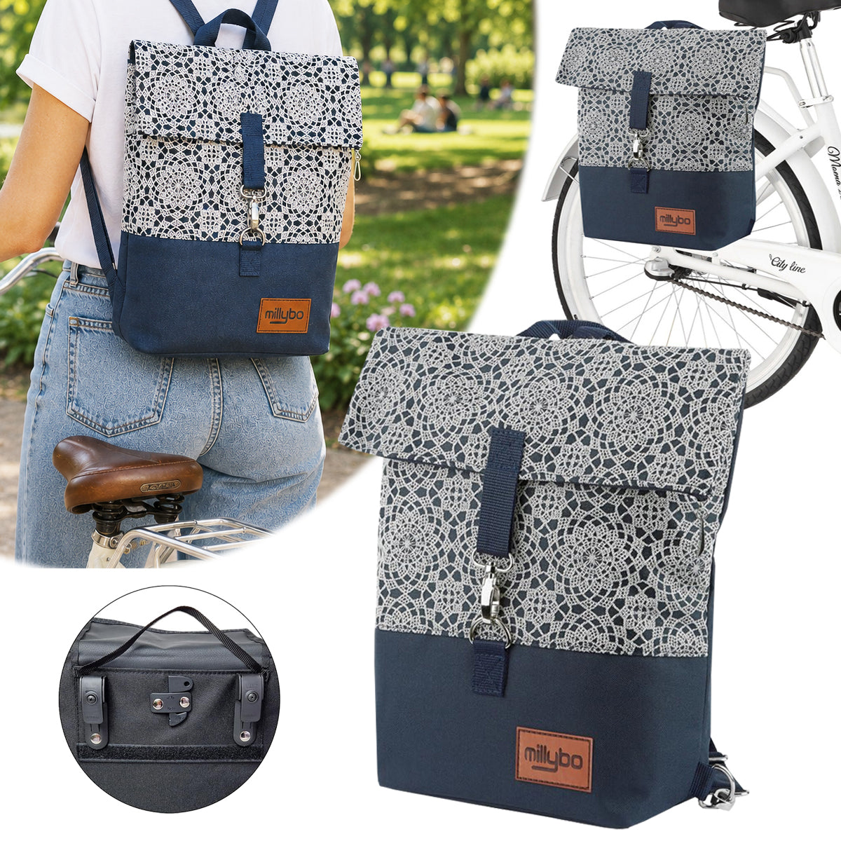 MILLYBO SWEET – Stylische Fahrradtasche & Rucksack für Damen 800.004