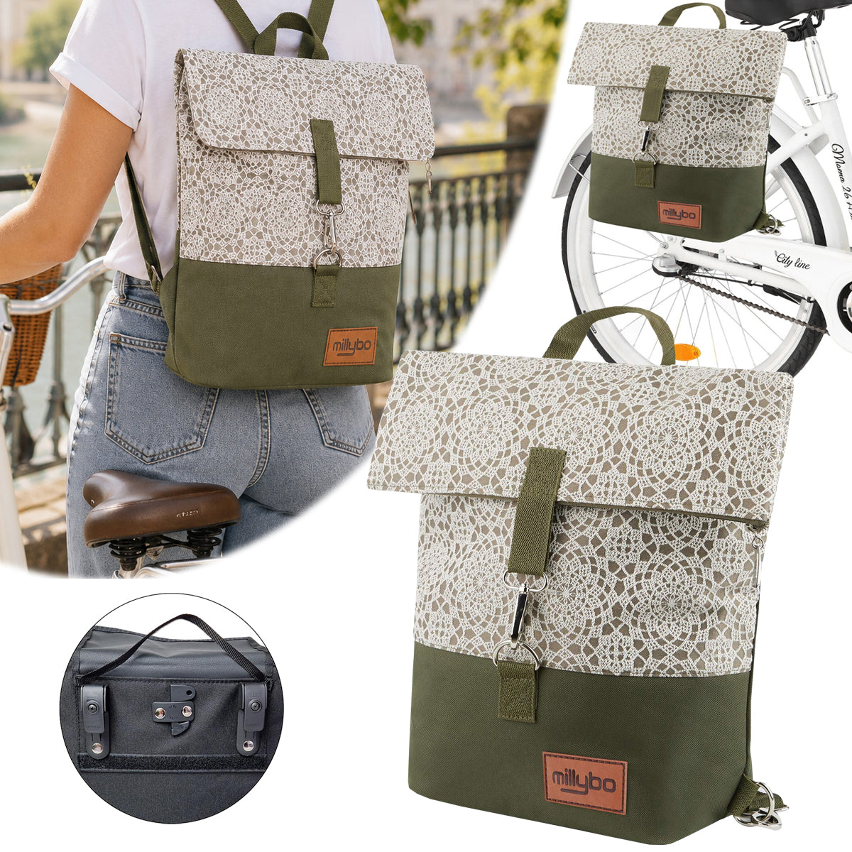 MILLYBO SWEET – Stylische Fahrradtasche & Rucksack für Damen 800.003