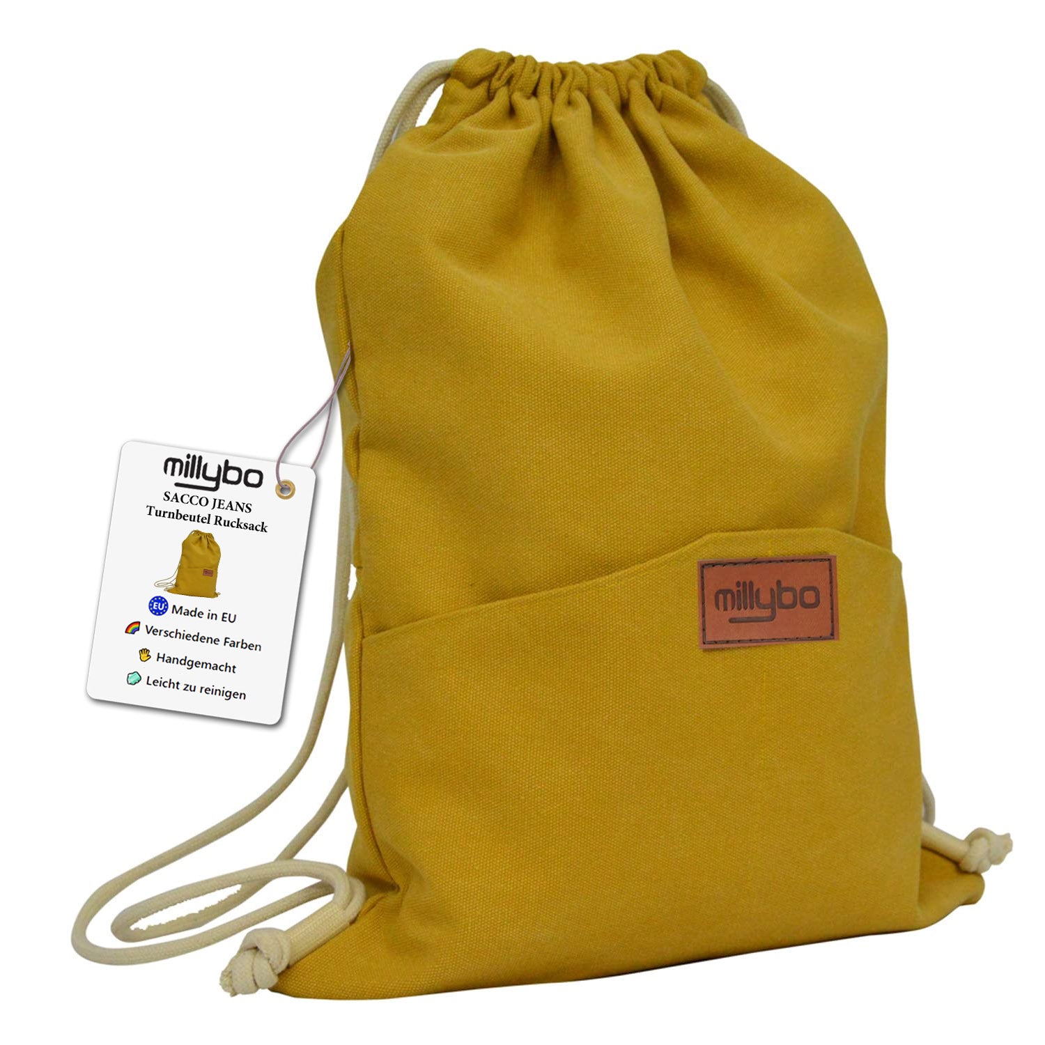 MILLYBO SACCO JEANS Turnbeutel Denim-Look – Beutelrucksack Gelb