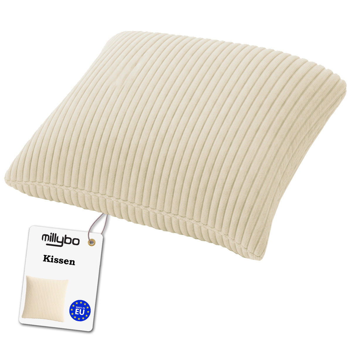 MILLYBO Cord Kissen – Gemütliches Dekokissen für modernes Wohnen - Beige: 40x40 cm, 45x45 cm, 50x50 cm