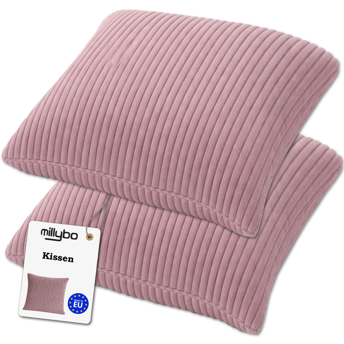 MILLYBO Cord Kissen – Gemütliches Dekokissen für modernes Wohnen Set 2 Stck.- Lila: 40x40 cm, 45x45 cm, 50x50 cm