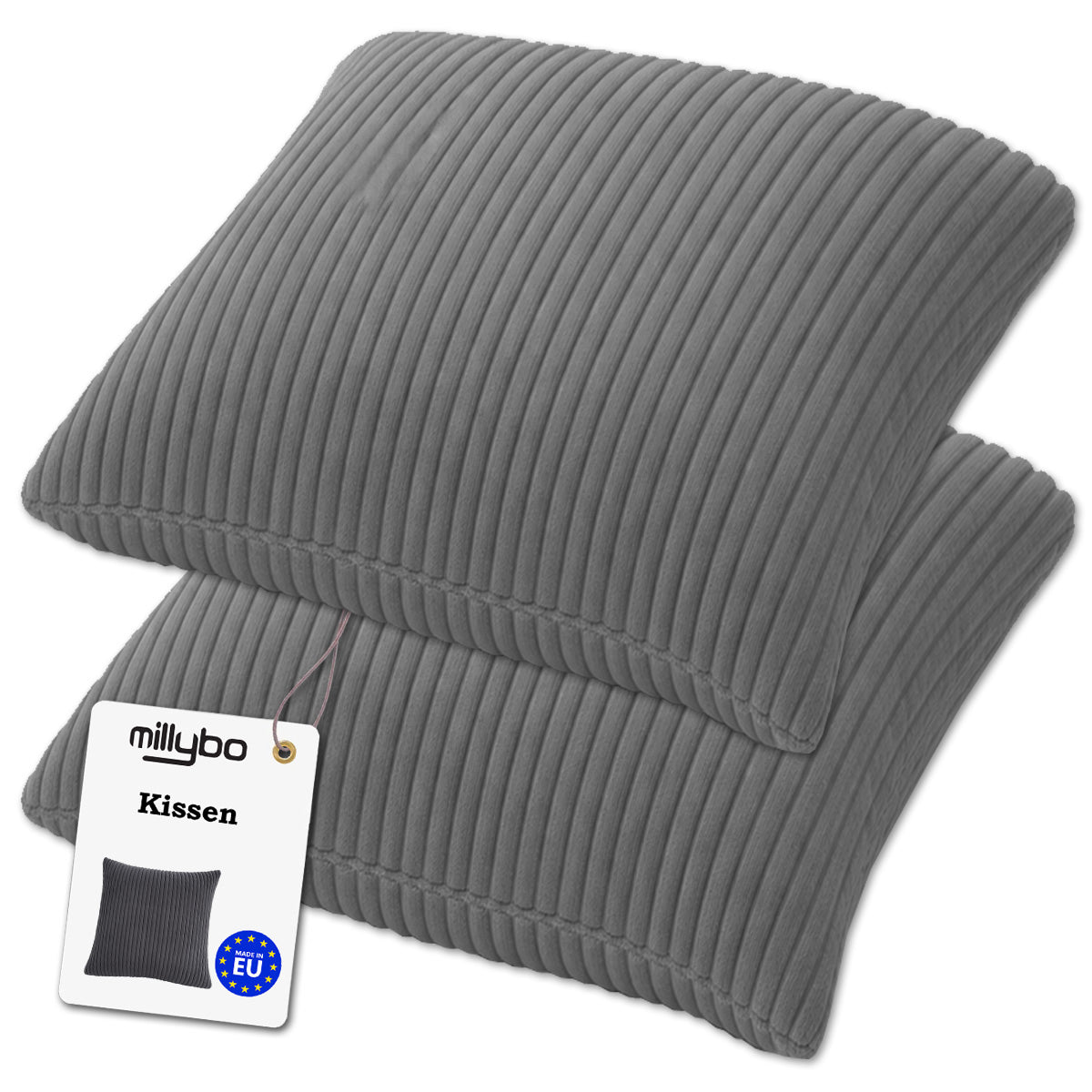 MILLYBO Cord Kissen – Gemütliches Dekokissen für modernes Wohnen Set 2 Stck. - Lila: 40x40 cm, 45x45 cm, 50x50 cm