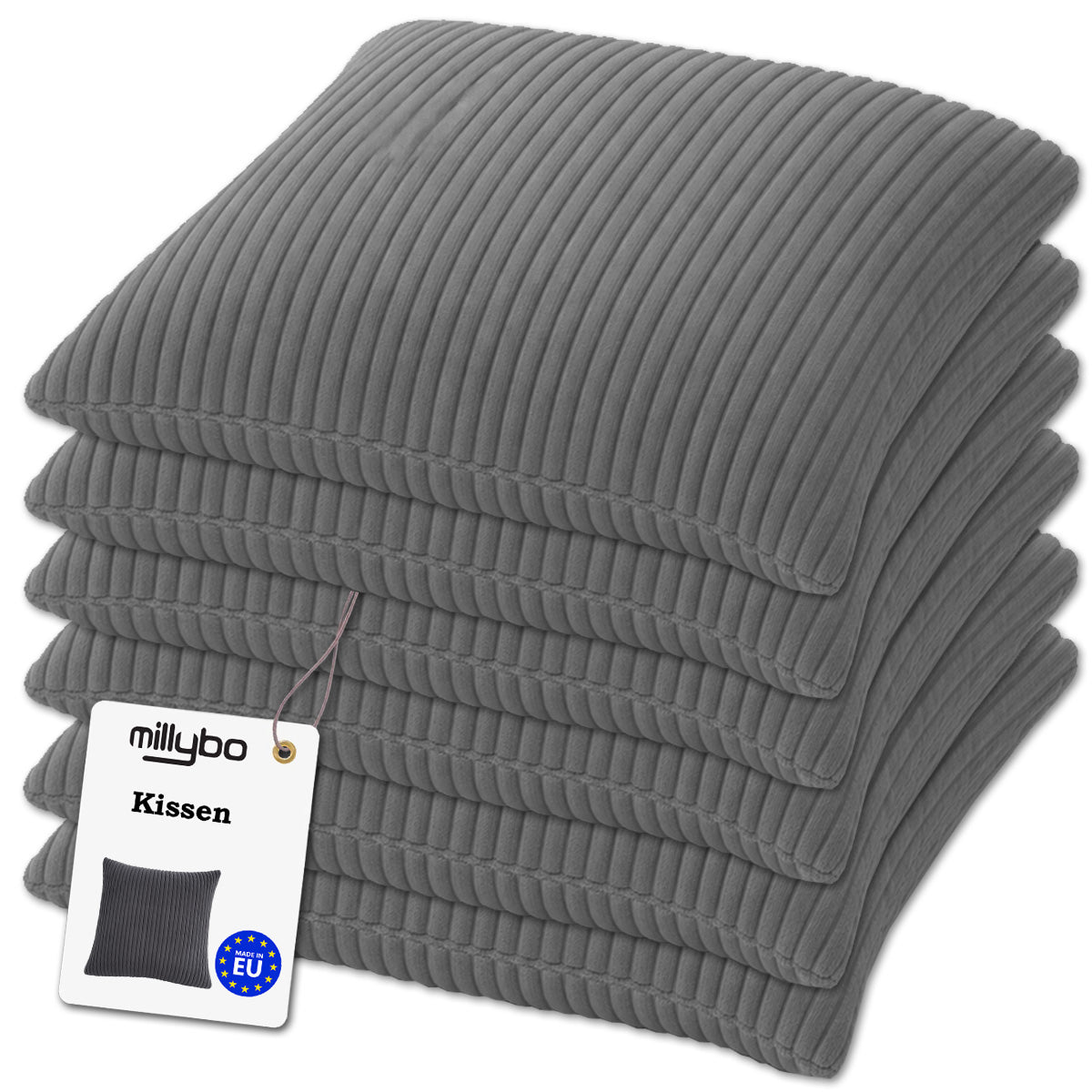 MILLYBO Cord Kissen – Gemütliches Dekokissen für modernes Wohnen Set 6 Stck. - Lila: 40x40 cm, 45x45 cm, 50x50 cm