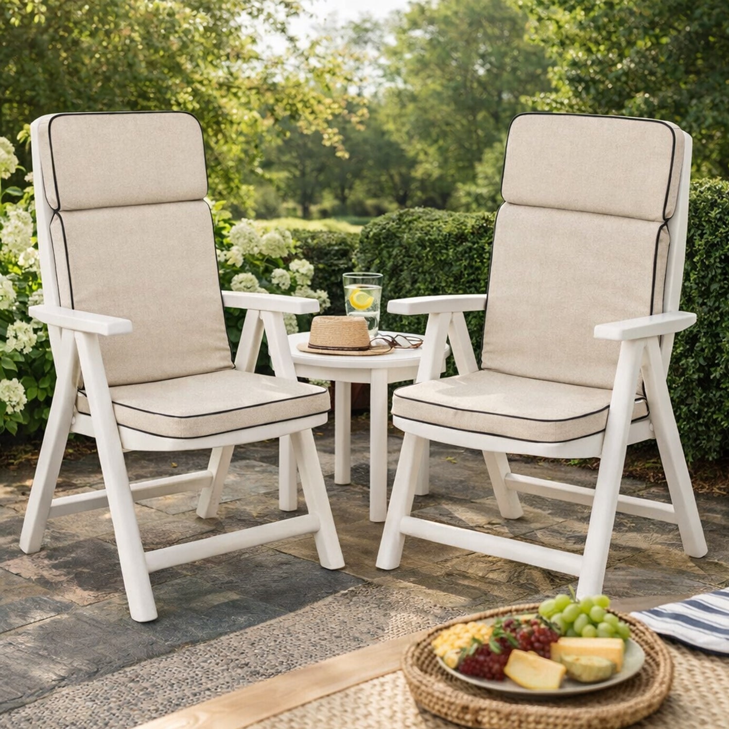 MILLYBO Gartenstuhlauflage – Sitzkissen für Gartenstühle & Balkonmöbel ELIZA - Beige