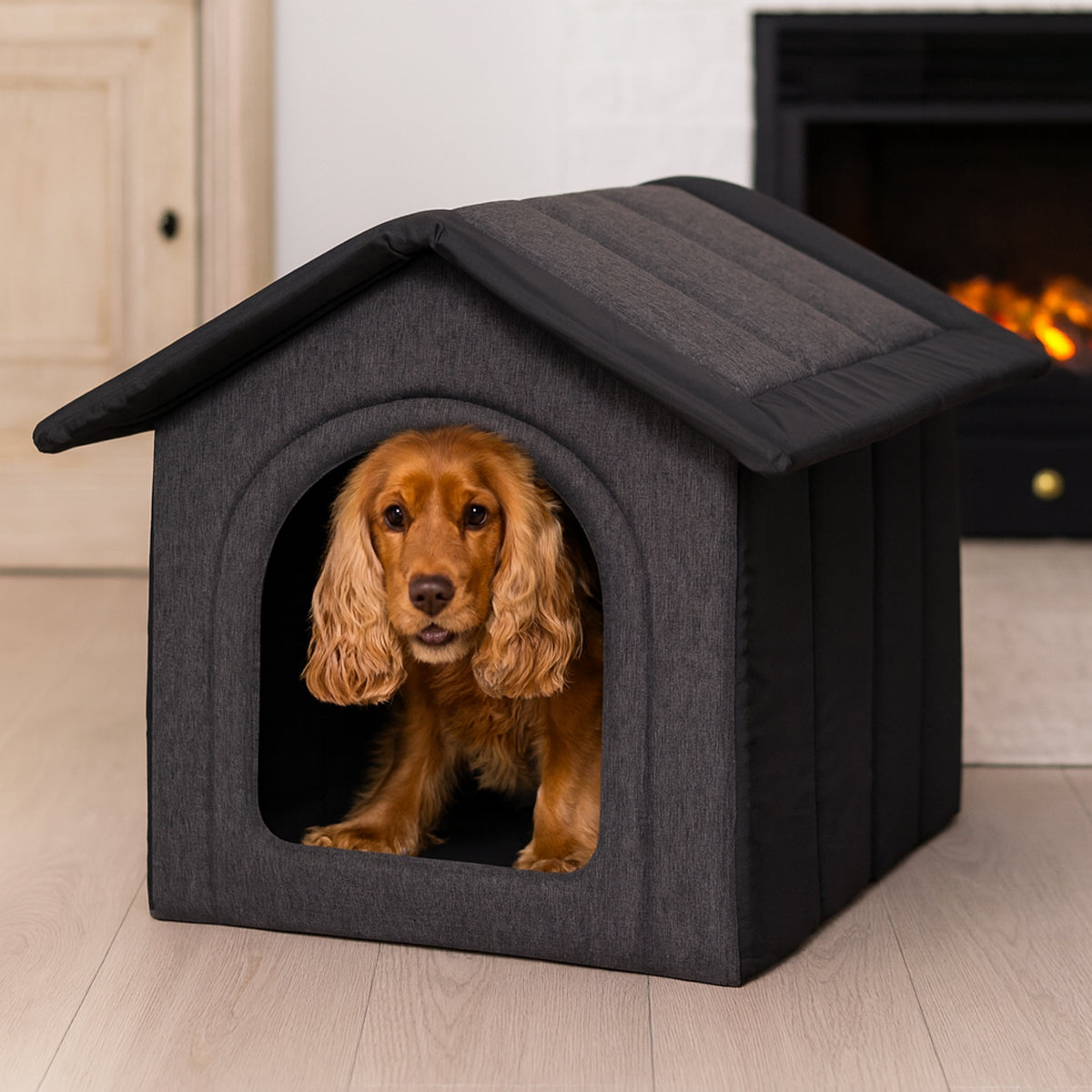 MILLYBO Textiles Hundehaus – Weiche Hundehöhle für maximalen Komfort  -  Graphit/Schwarz
