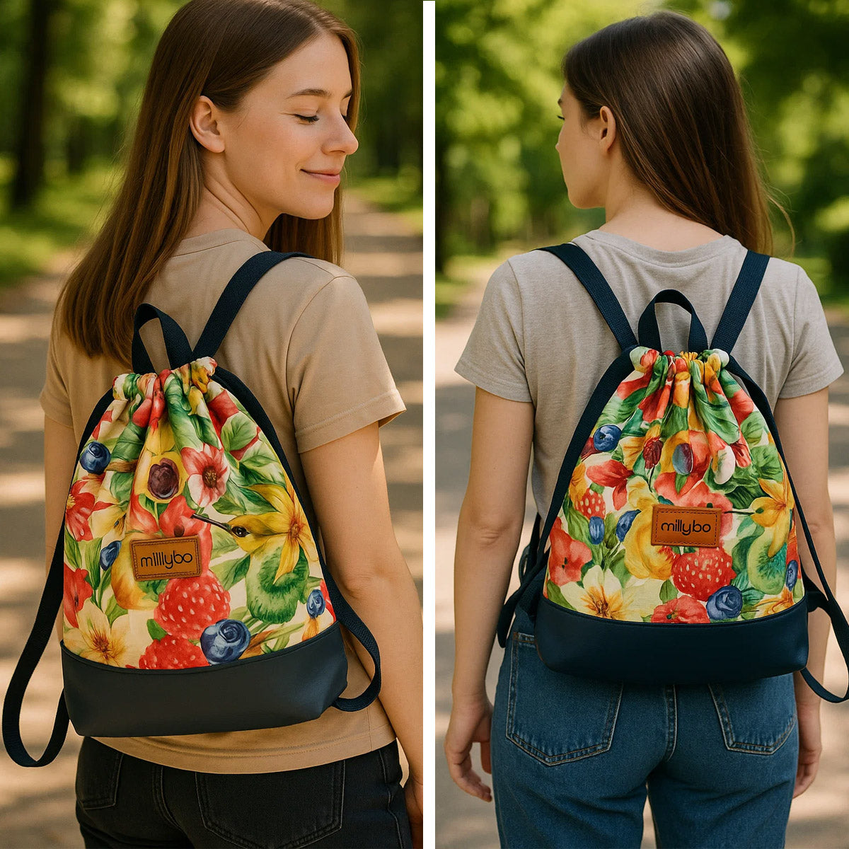 MILLYBO BOOLI Pattern Rucksack – Wasserabweisender Beutelrucksack 400.008