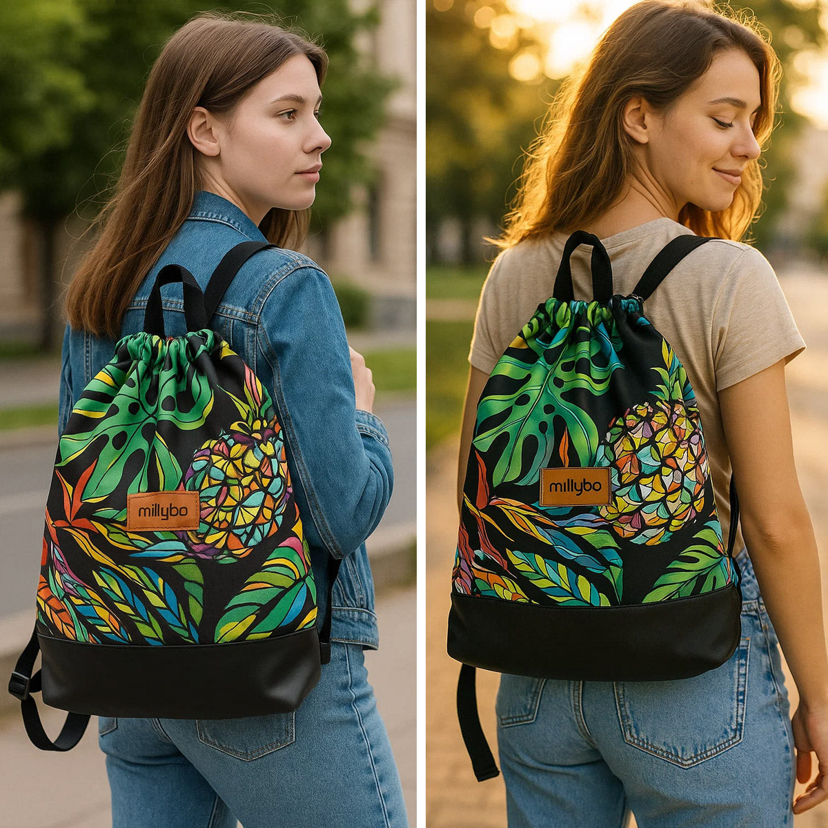 MILLYBO BOOLI Pattern Rucksack – Wasserabweisender Beutelrucksack 400.001
