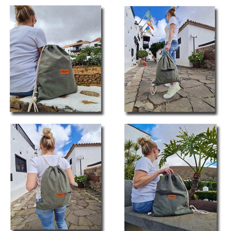 MILLYBO SACCO JEANS Turnbeutel Denim-Look – Beutelrucksack Olive