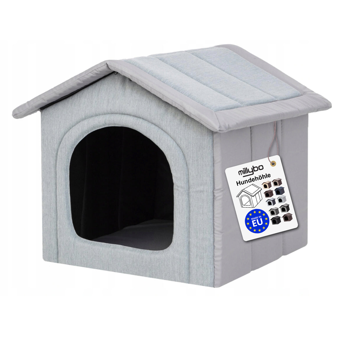 MILLYBO Textiles Hundehaus – Weiche Hundehöhle für maximalen Komfort  -  Ascheblau