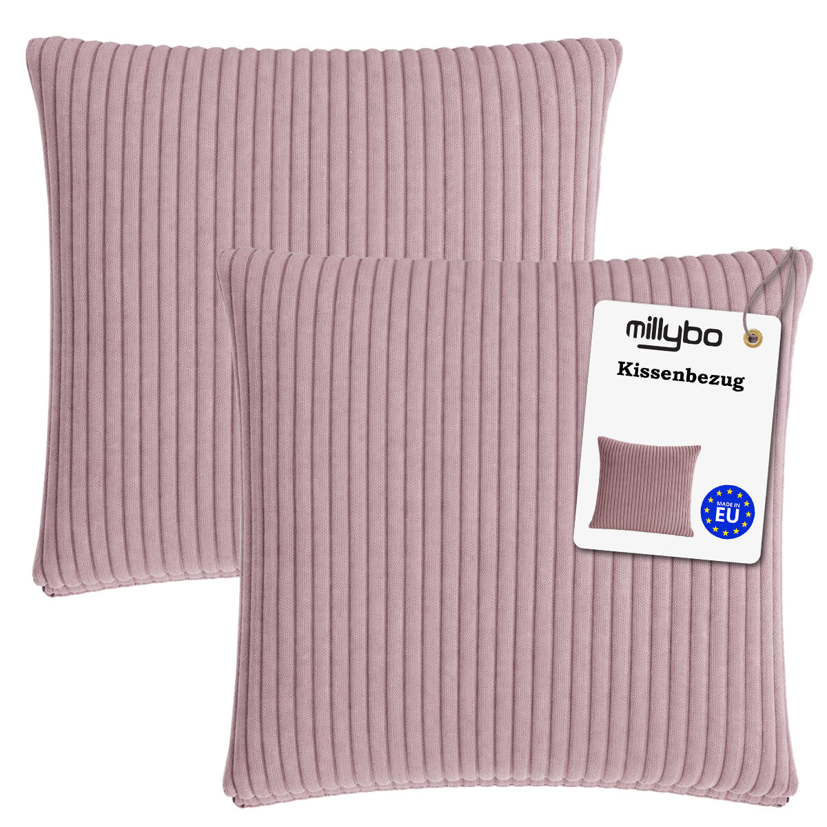 MILLYBO Cord Kissenhüllen – Stilvolle Bezüge für Dekokissen 2er Set: Lila