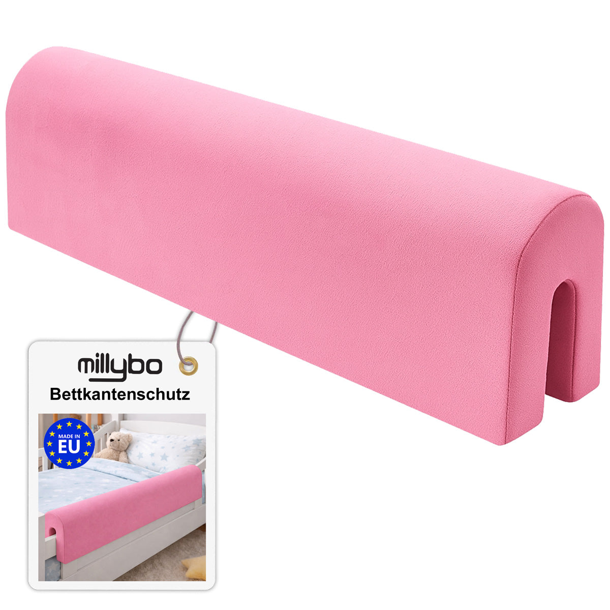 MILLYBO Bettkantenschutz für Betten -  Kissen für bettumrandung – Rosa Mikrofaser