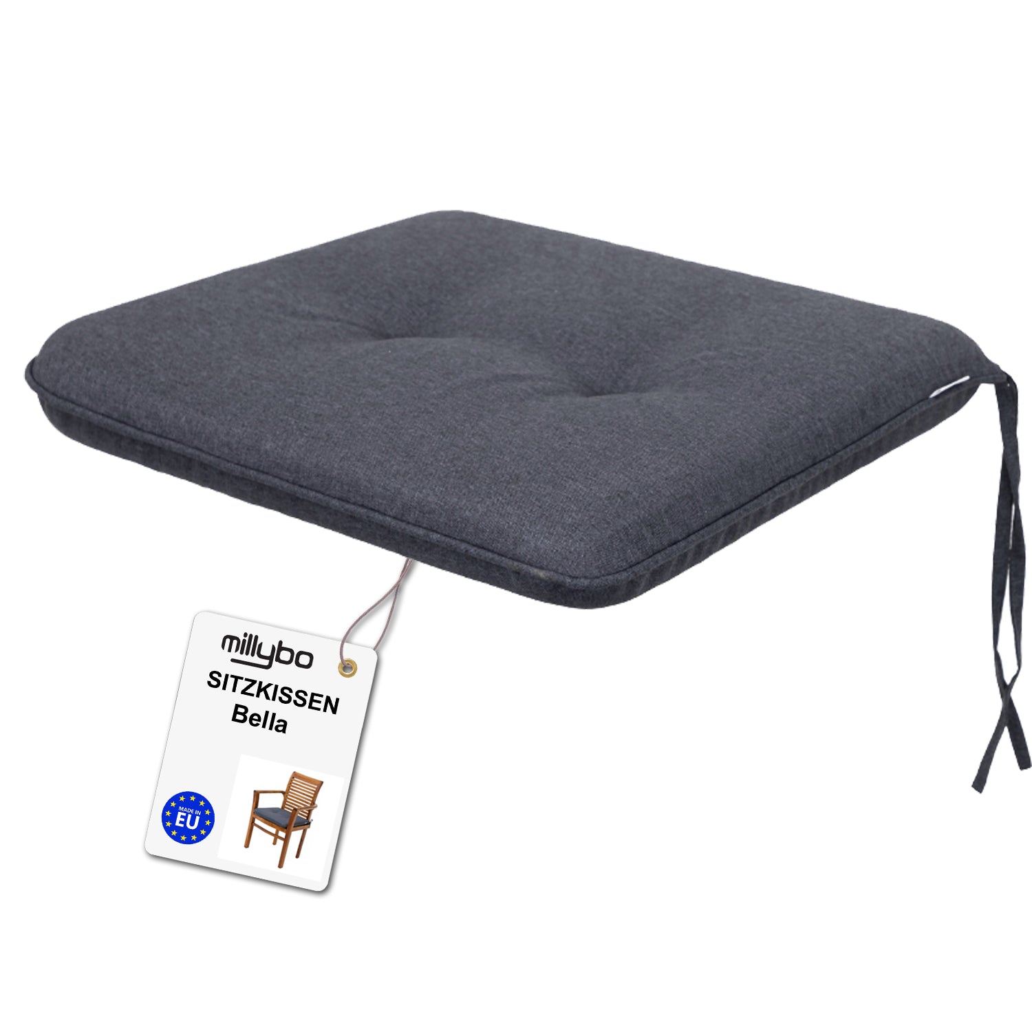 MILLYBO Gartenstuhlauflage – Sitzkissen für Gartenstühle & Balkonmöbel BELLA - Dunkelblau
