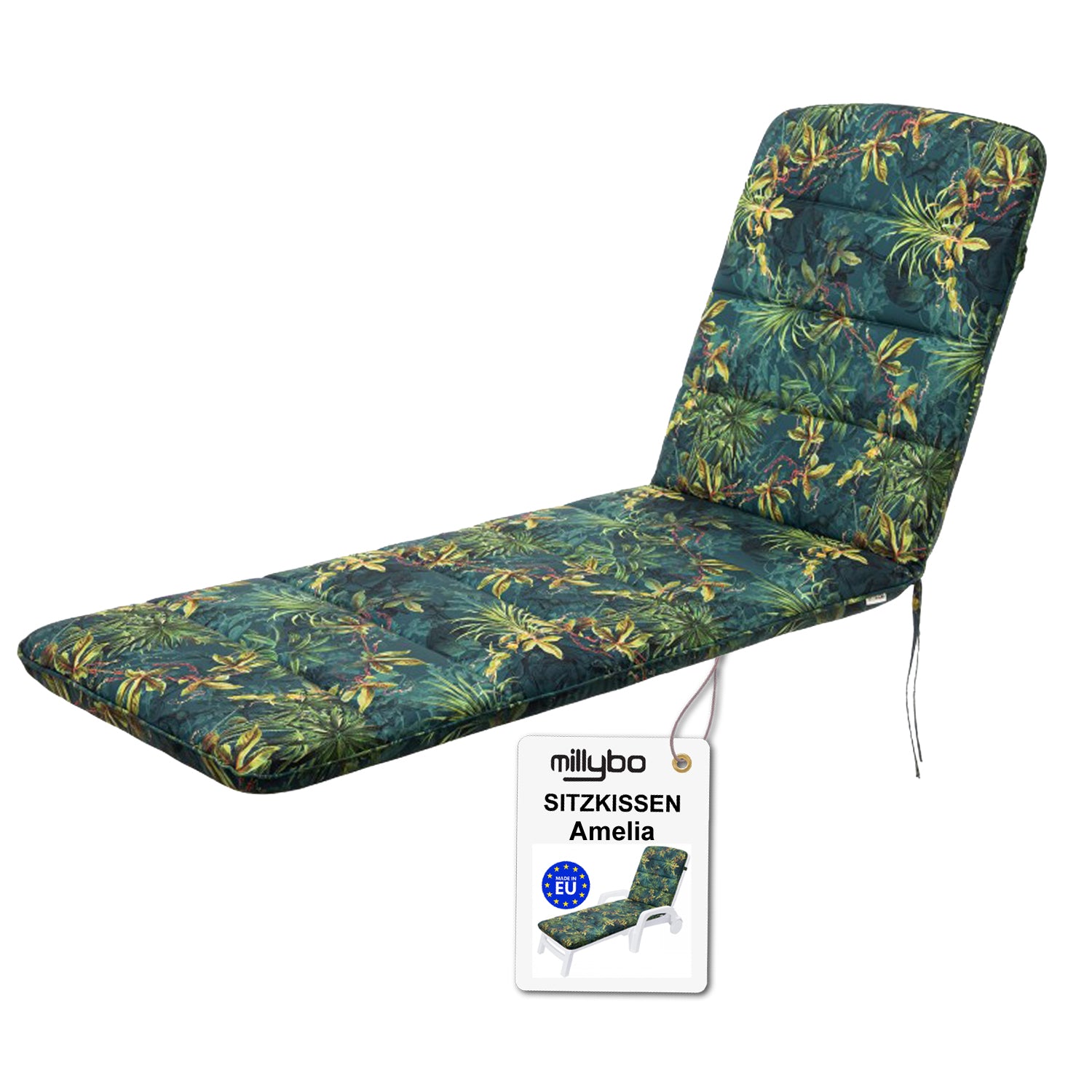 MILLYBO Kissen für Strand- & Gartenliegestühle  Liegestühle AMELIA - Grüne Wiese