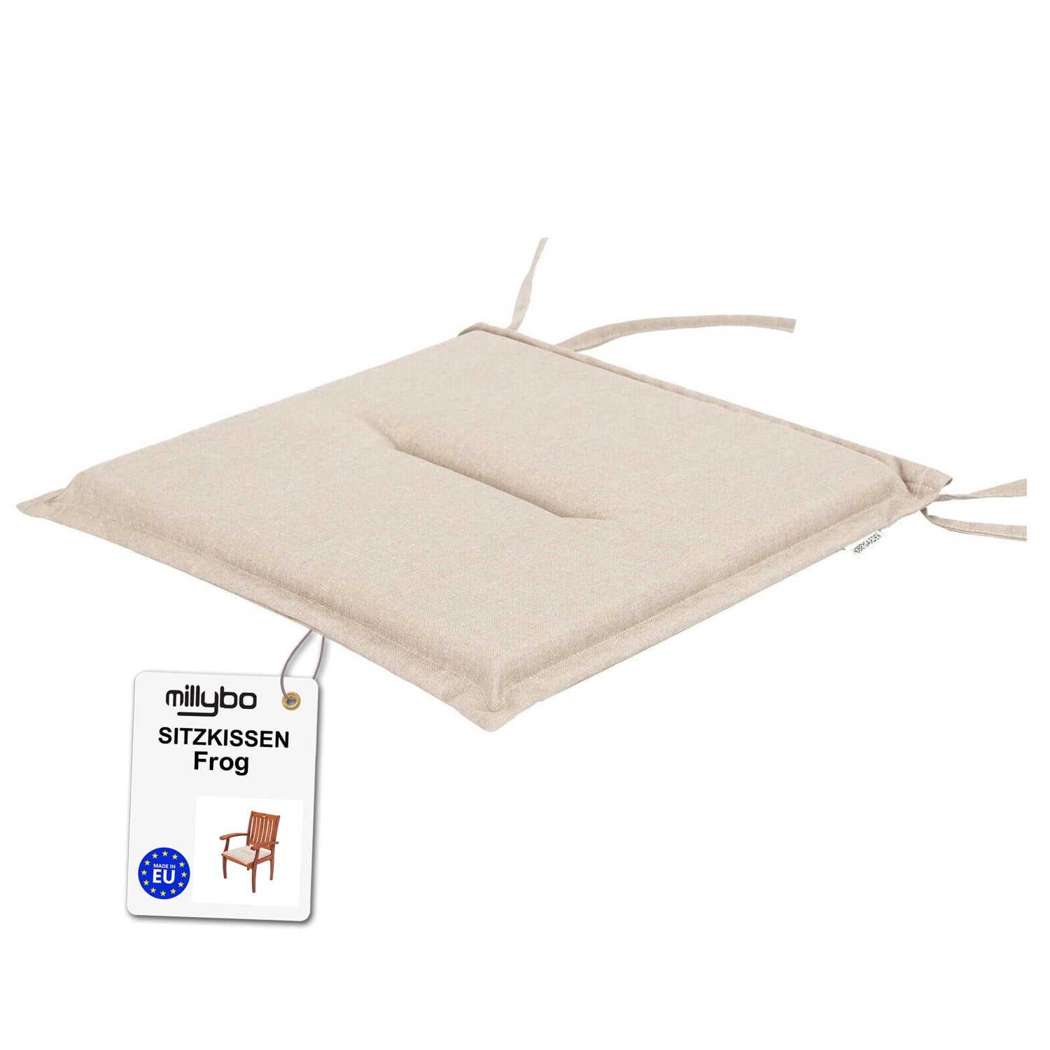 MILLYBO Gartenstuhlauflage – Sitzkissen für Gartenstühle & Balkonmöbel FROG - Beige