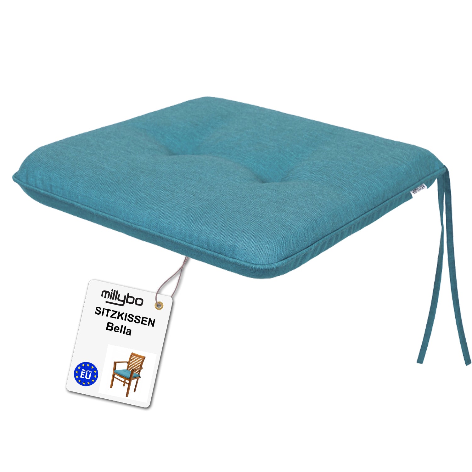MILLYBO Gartenstuhlauflage – Sitzkissen für Gartenstühle & Balkonmöbel BELLA - Blau