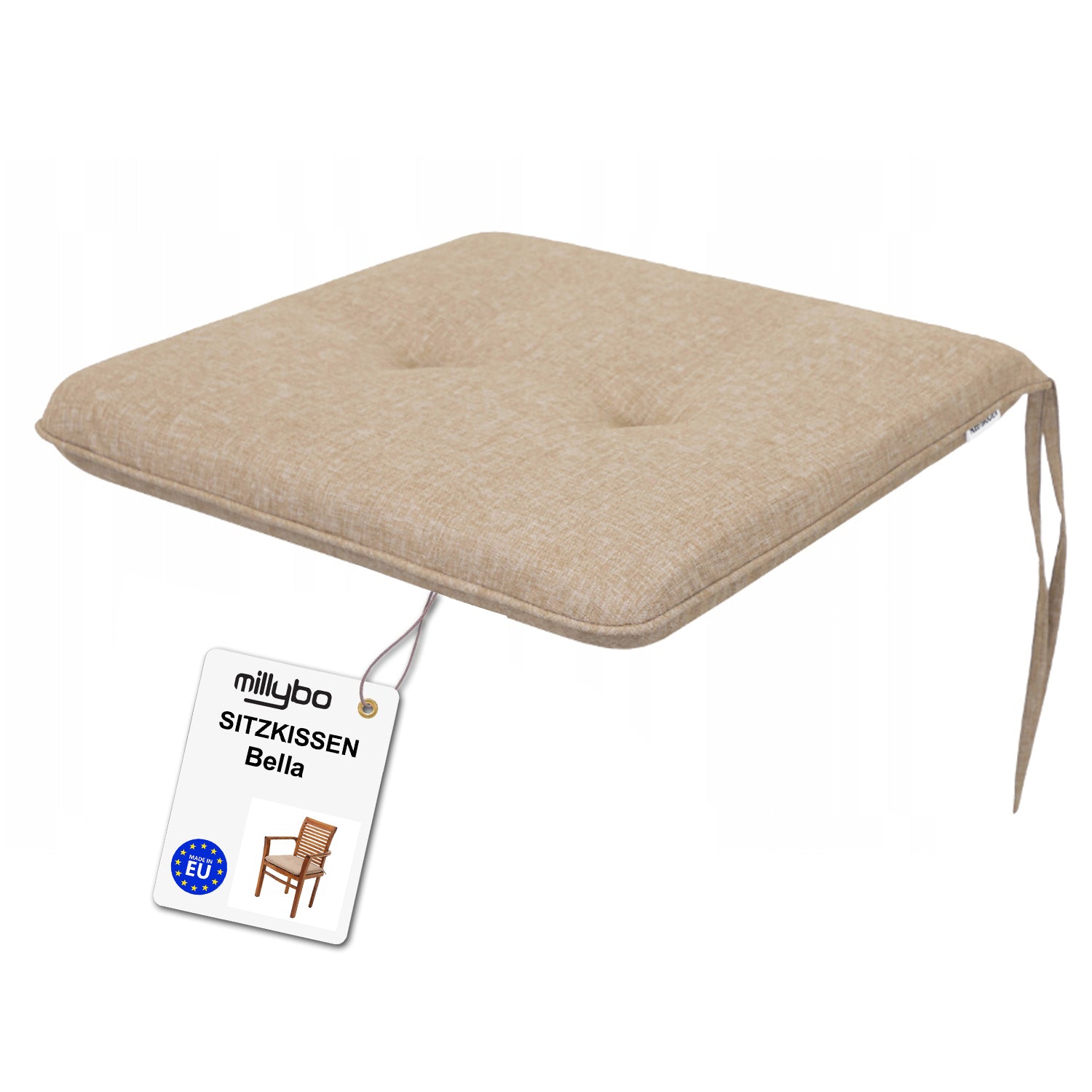 MILLYBO Gartenstuhlauflage – Sitzkissen für Gartenstühle & Balkonmöbel BELLA - Beige