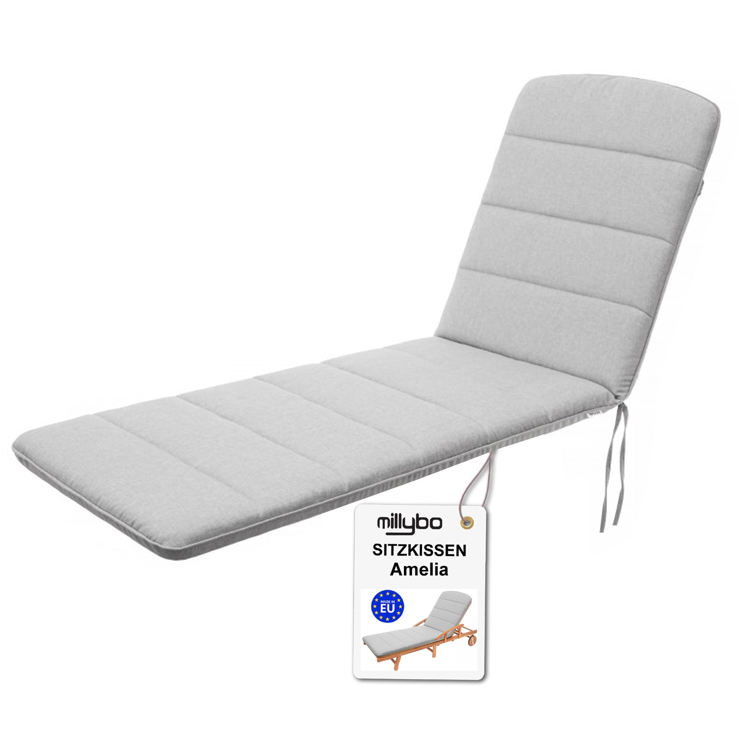 MILLYBO Kissen für Strand- & Gartenliegestühle  Liegestühle AMELIA - Hellgrau
