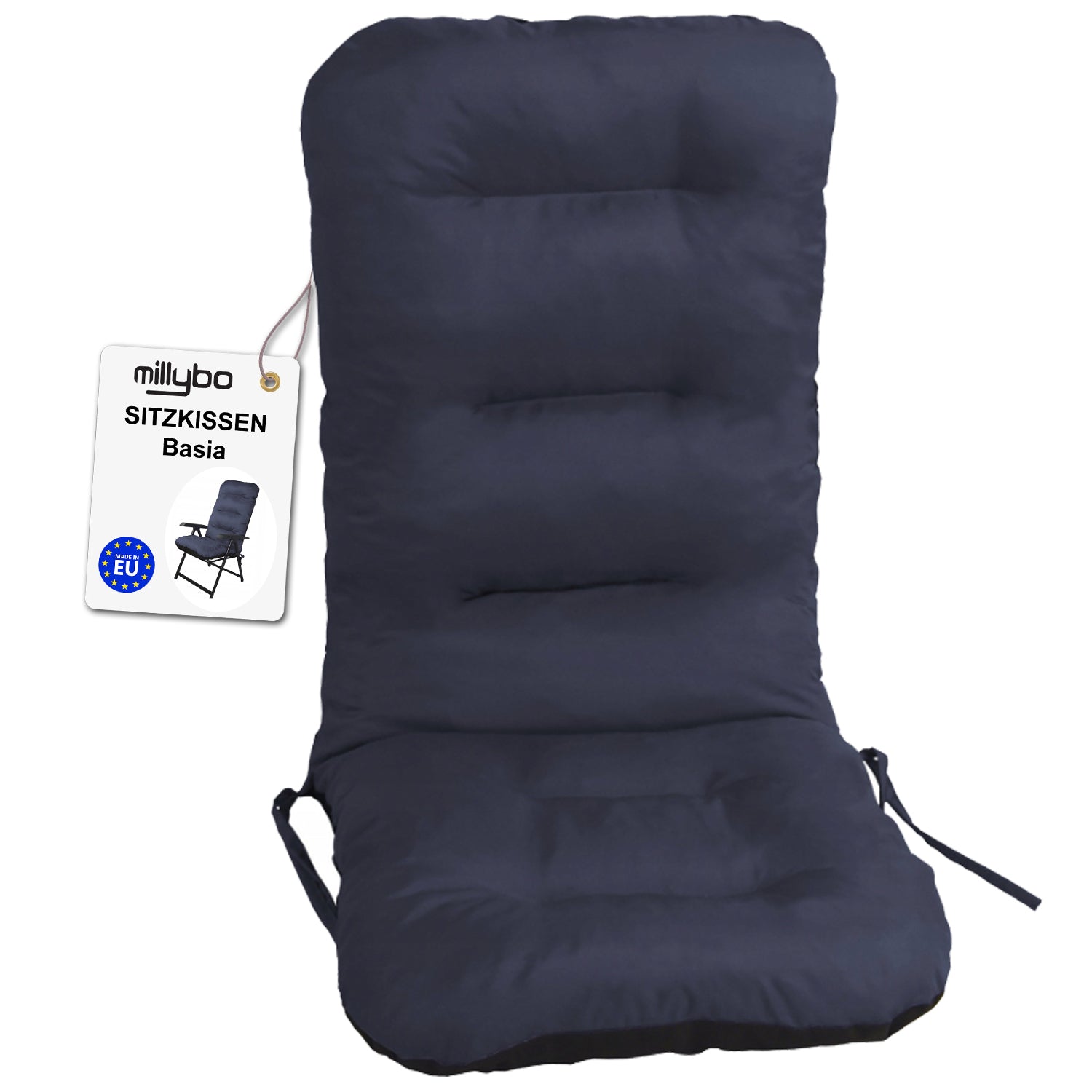 MILLYBO Gartenstuhlauflage – Sitzkissen für Gartenstühle & Balkonmöbel BASIA  - Dunkelblau