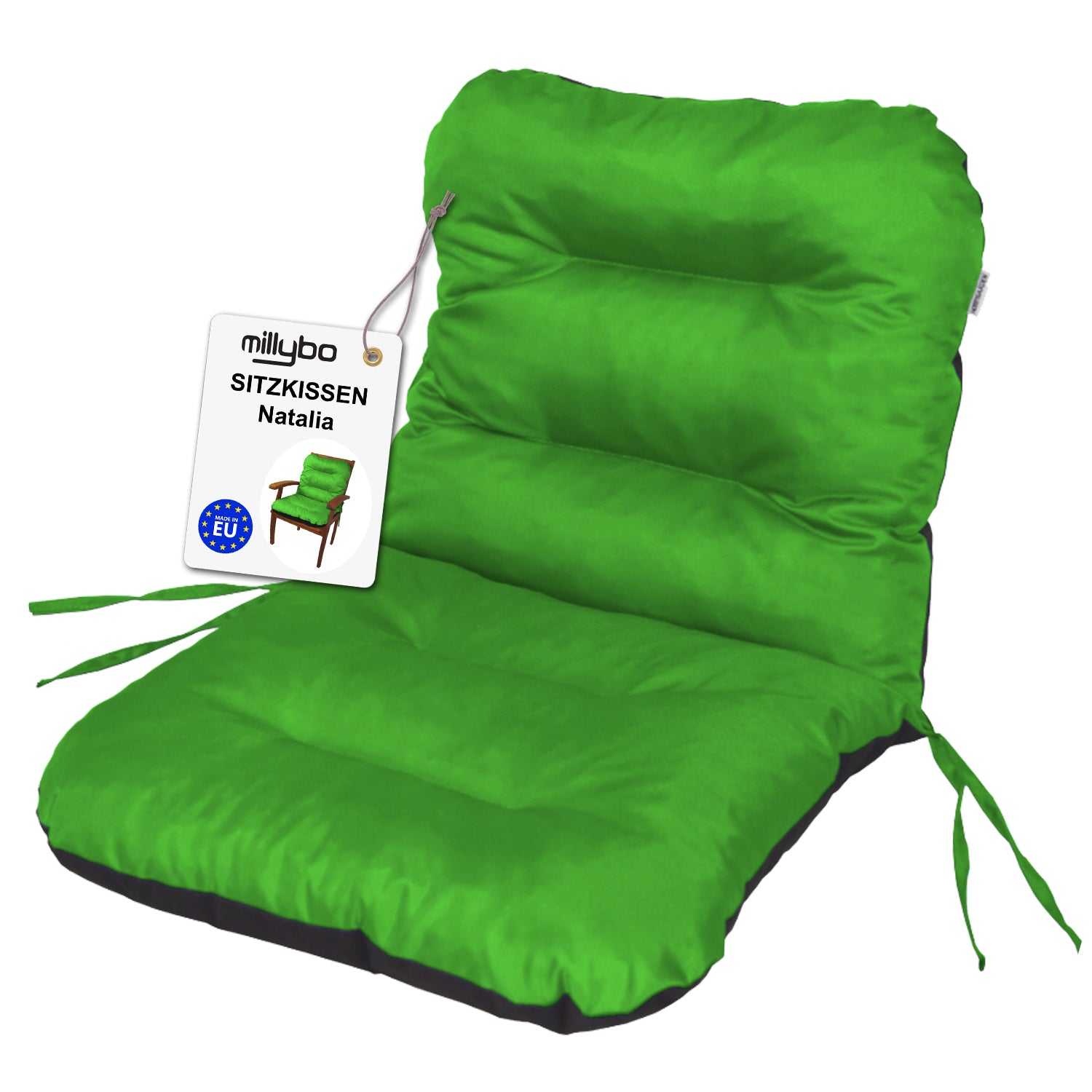 MILLYBO Gartenstuhlauflage – Sitzkissen für Gartenstühle & Balkonmöbel NATALIA  - Grün