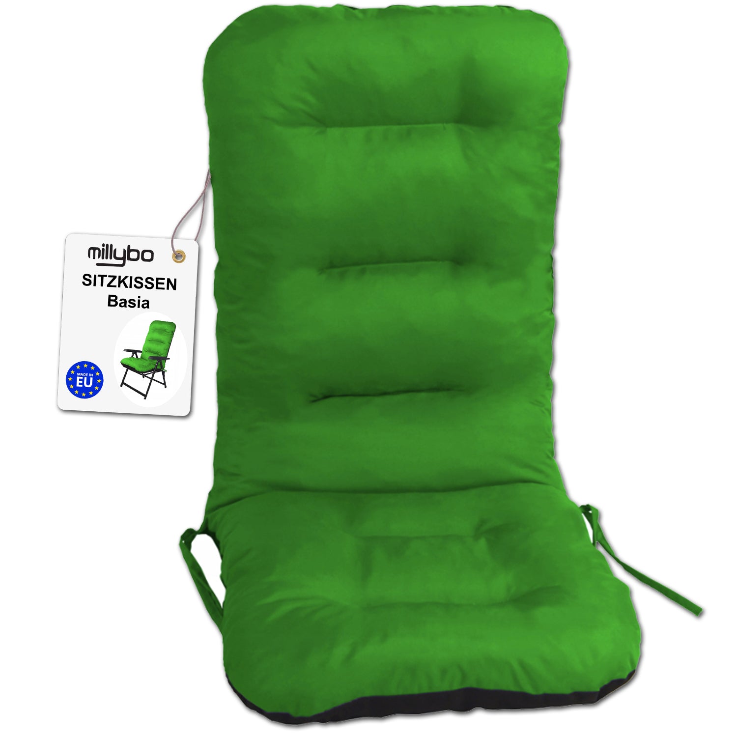 MILLYBO Gartenstuhlauflage – Sitzkissen für Gartenstühle & Balkonmöbel BASIA  - Grün