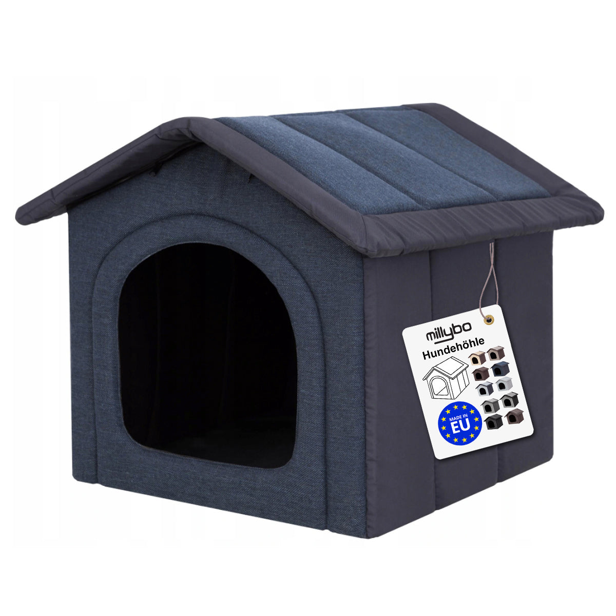 MILLYBO Textiles Hundehaus – Weiche Hundehöhle für maximalen Komfort  -  Dunkelblau
